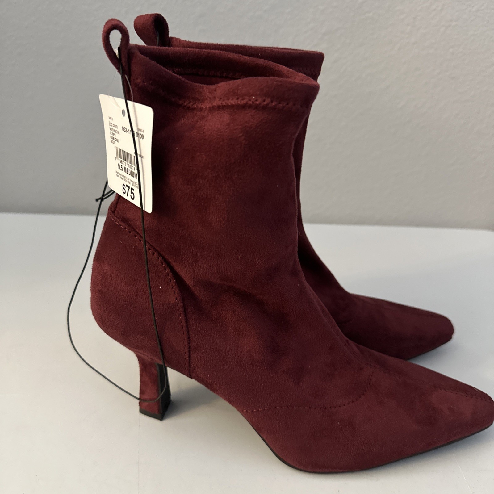 JCP Worthington Olympia Ankle Boots Women’s Size 9.5 Ox Blood Slip-on 3.25″ Heel