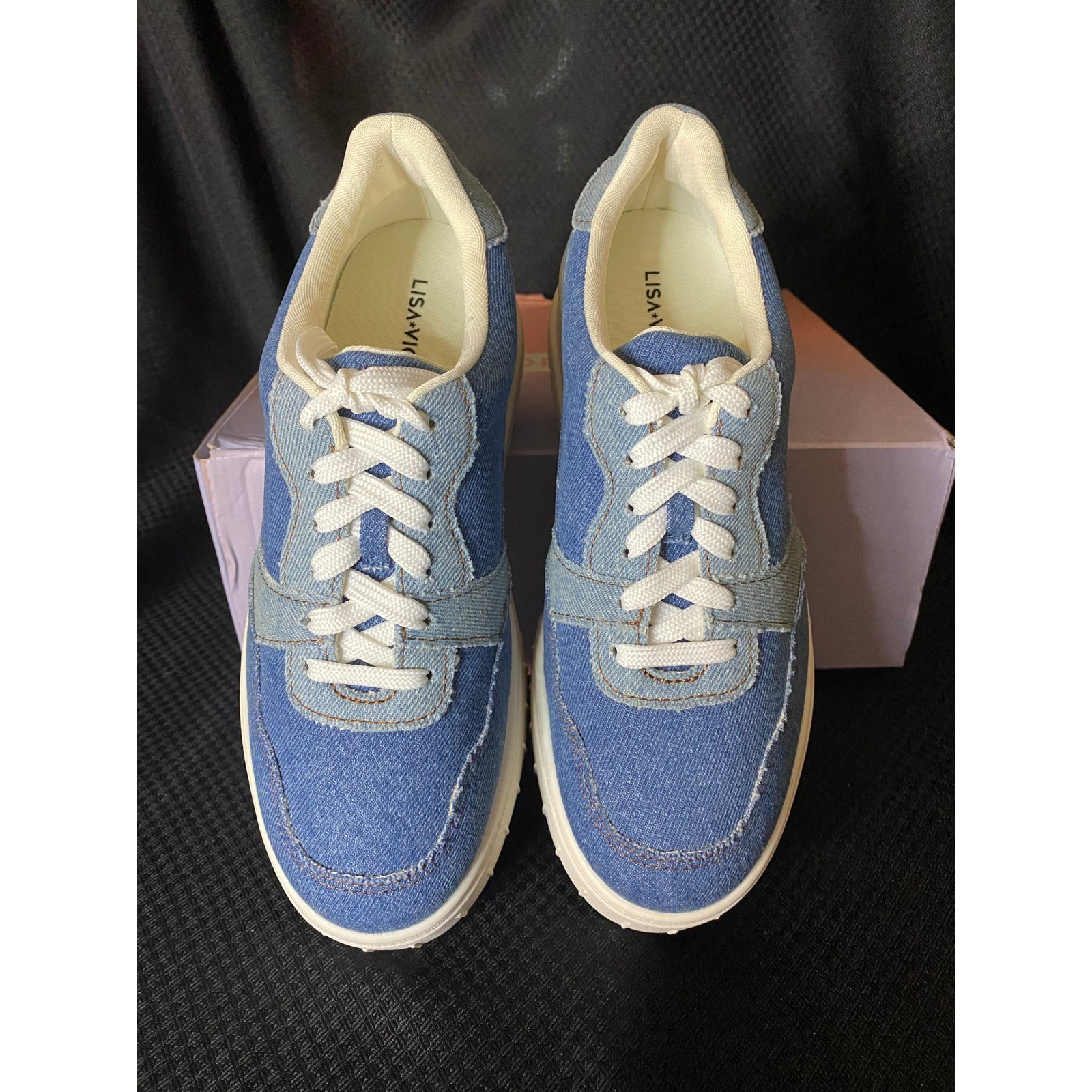 Lisa Vicky Pal-V Denim Platform Sneakers Blue Women’s Size 8 M New in Box