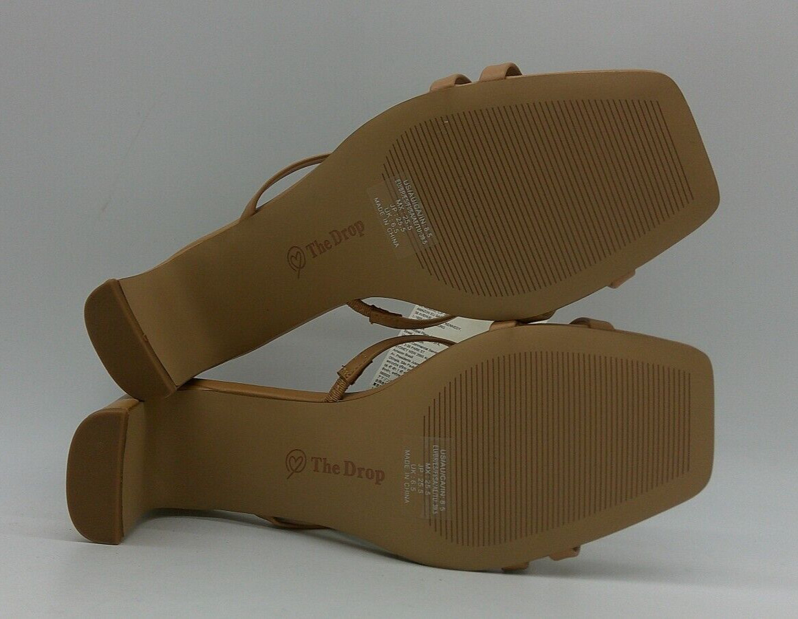 The Drop Amelie Tan Slide Strappy Heels Sandals Size 8.5