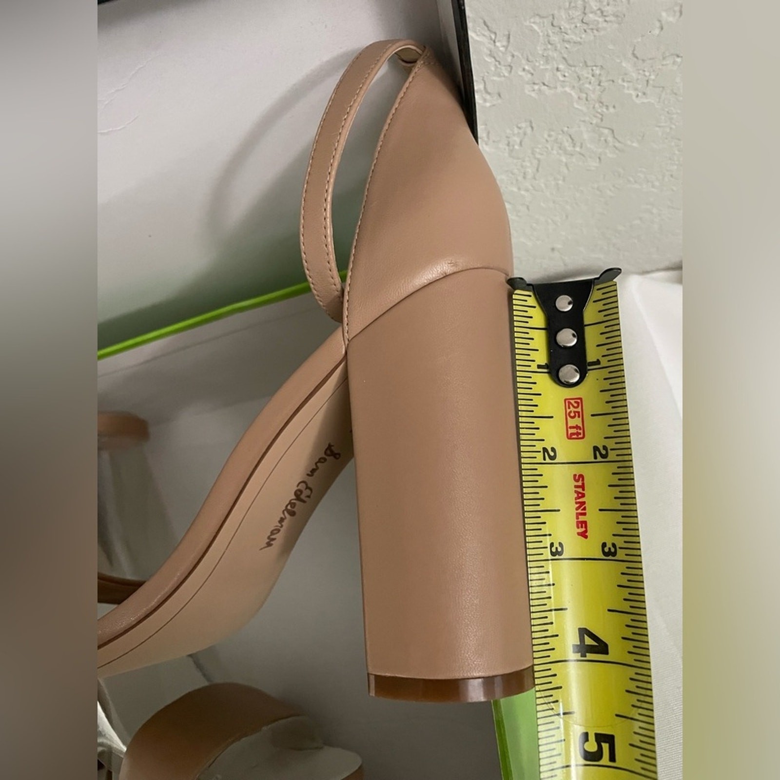 Sam Edelman Yaro Nude Blush Beige Leather Ankle Strap High Heel Sandals Sz 11