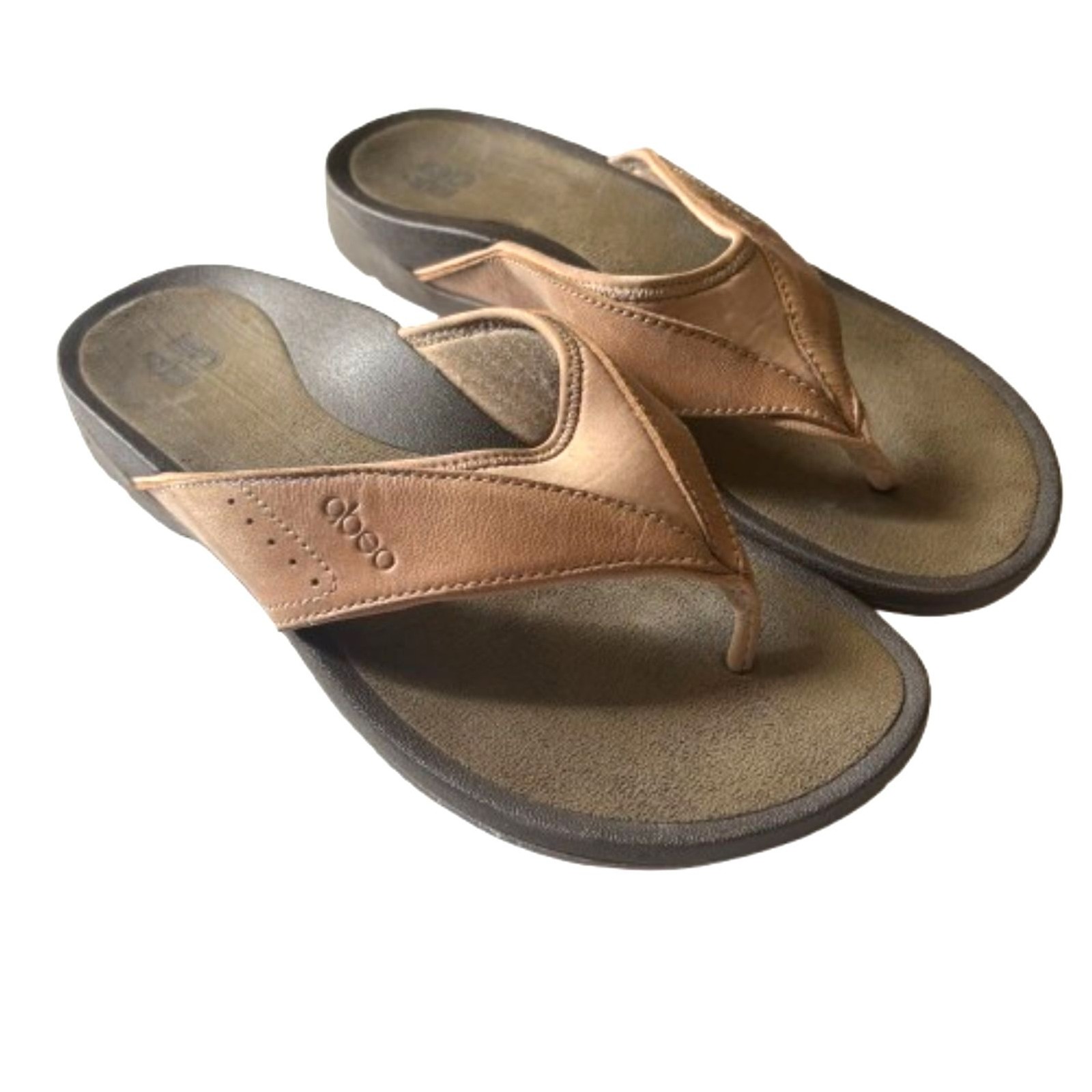 Abeo Balboa W400 Tan Leather Flip Flop Sandals Orthotic Women’s Size 7.5N