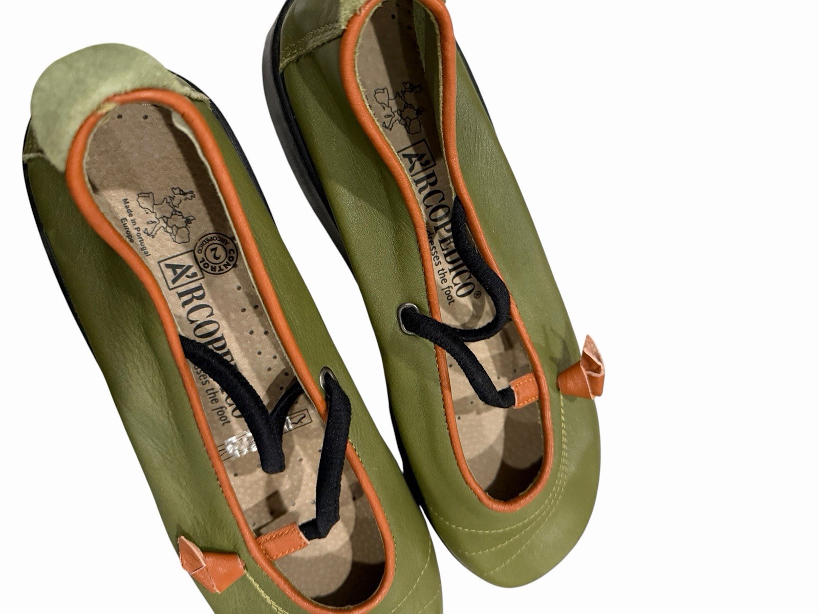 Arcopedico Women’s EU 37 US 6.5 Vitoria Green Leather Slip on Mary Jane Shoes S6