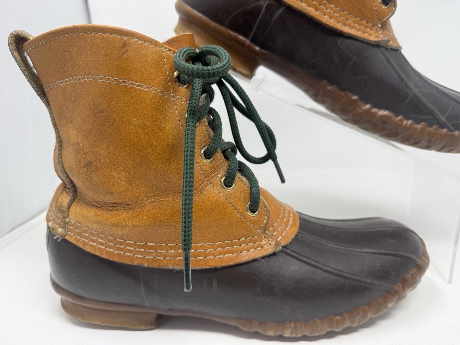 VTG LL Bean Boots Maine Hunting Shoe 9” High Brown Women Size 9 As Is