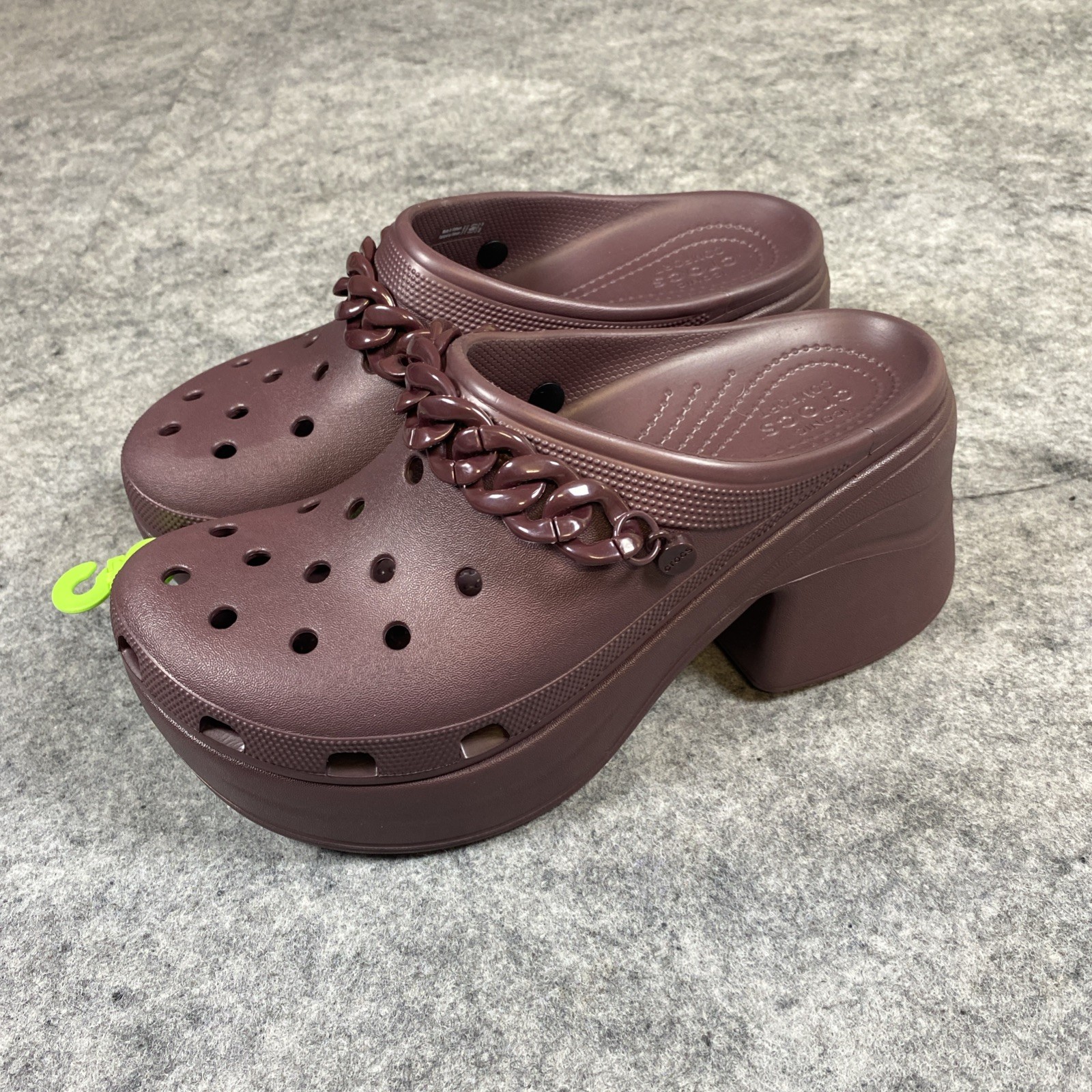 CROCS Siren Dark Cherry Chain Clog Heel W 12 M 10 Comfort Platform Waterproof