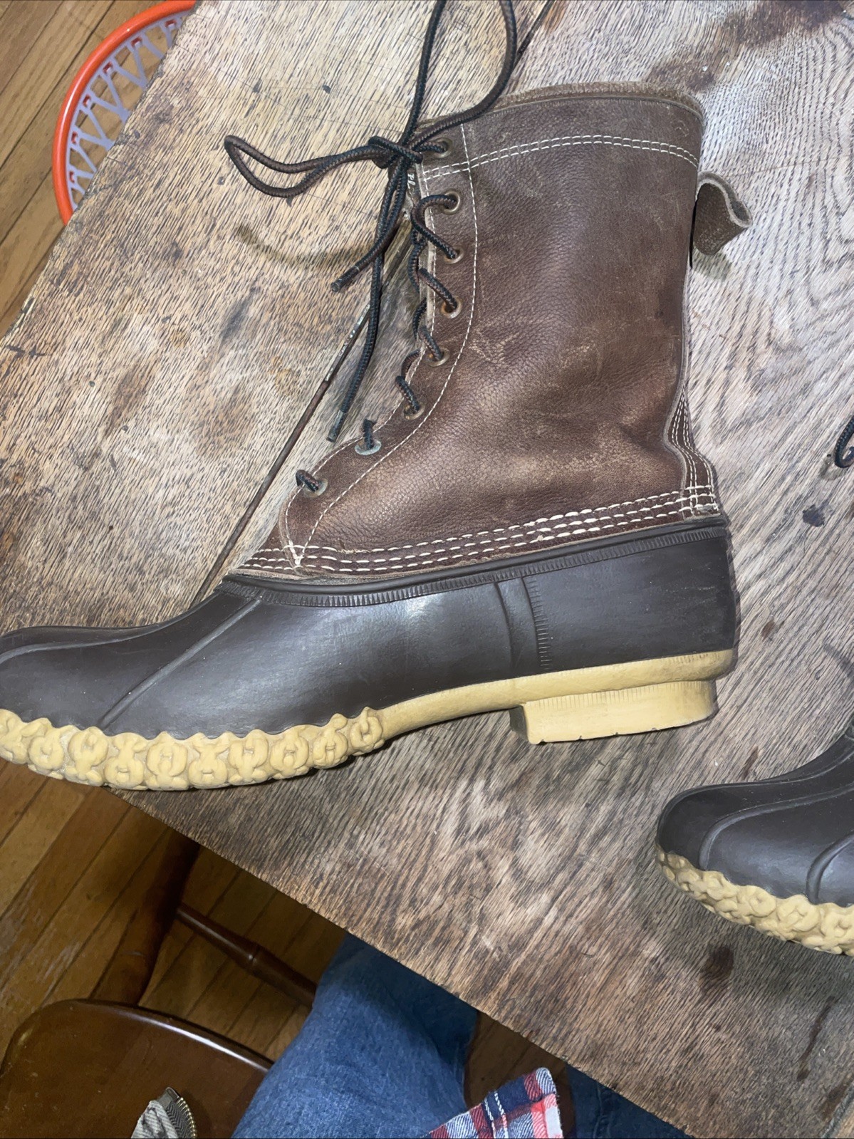 L.L. Bean 10″ Duck Snow Rain Boot Shearling Lined Lace Up Size 9-10 USA Rare