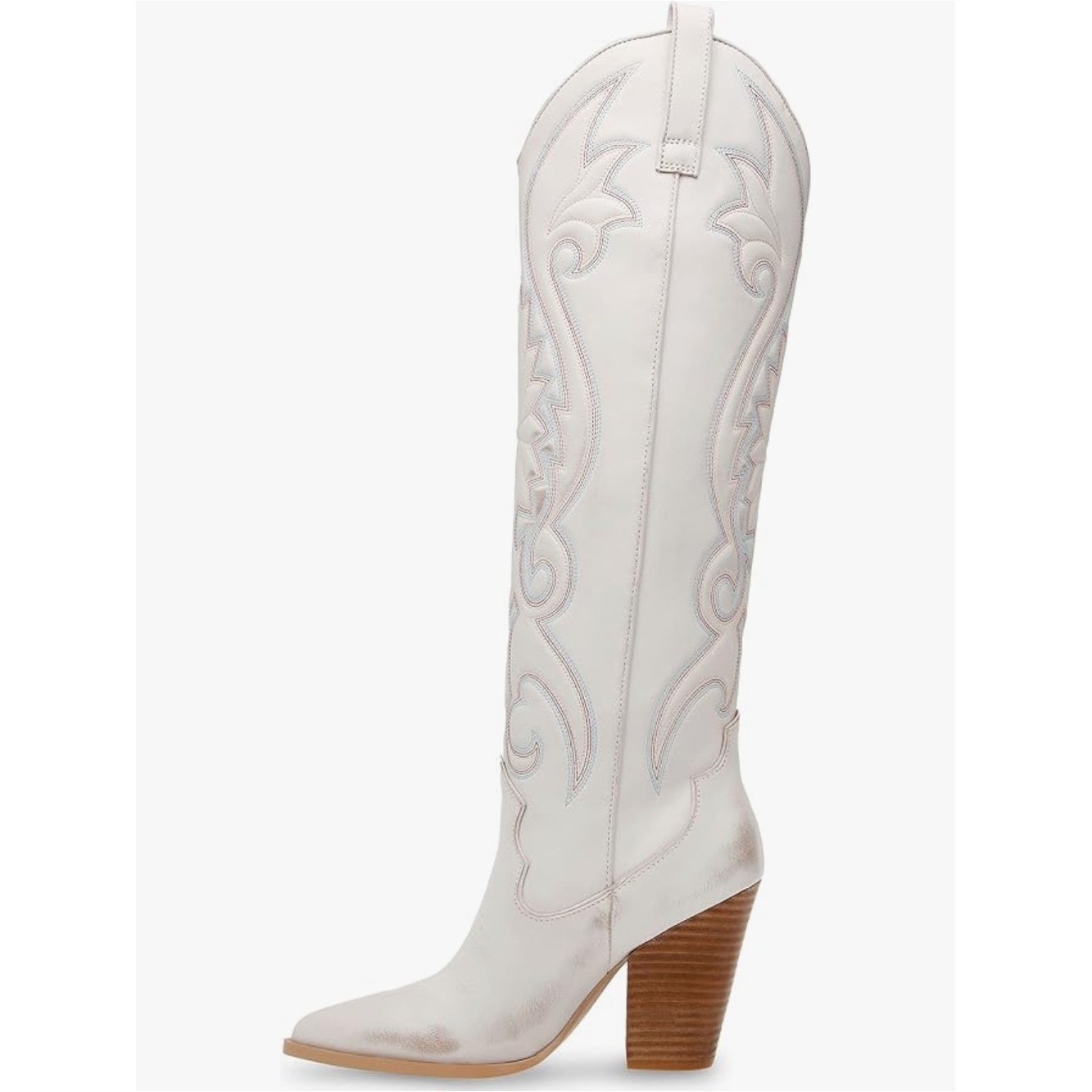 Steve Madden Women’s Leather Lashes Western Boots Distressed White Size 8.5M