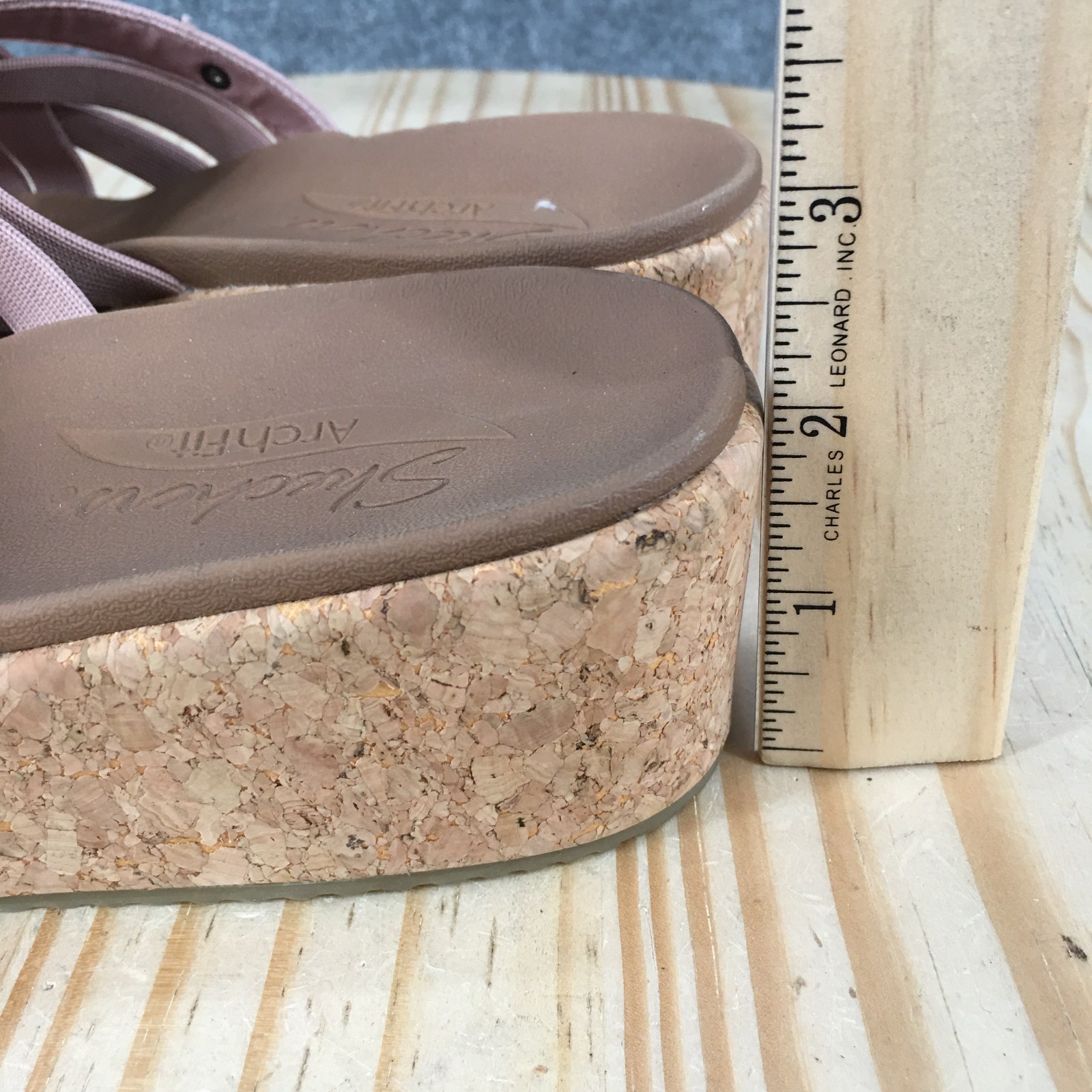 Skechers Arch Fit Beverlee Sandals Womens 7 Cork Wedge Slide 119258 Mauve Purple