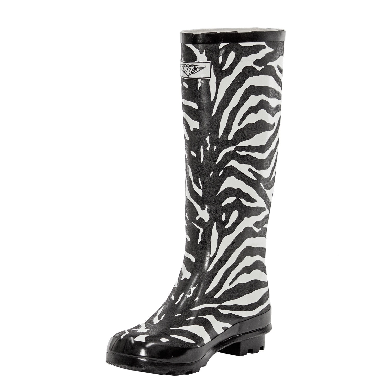 Zebra Print Rain Boots Womens Size 5 Mid-Calf Waterproof Rubber Shoes