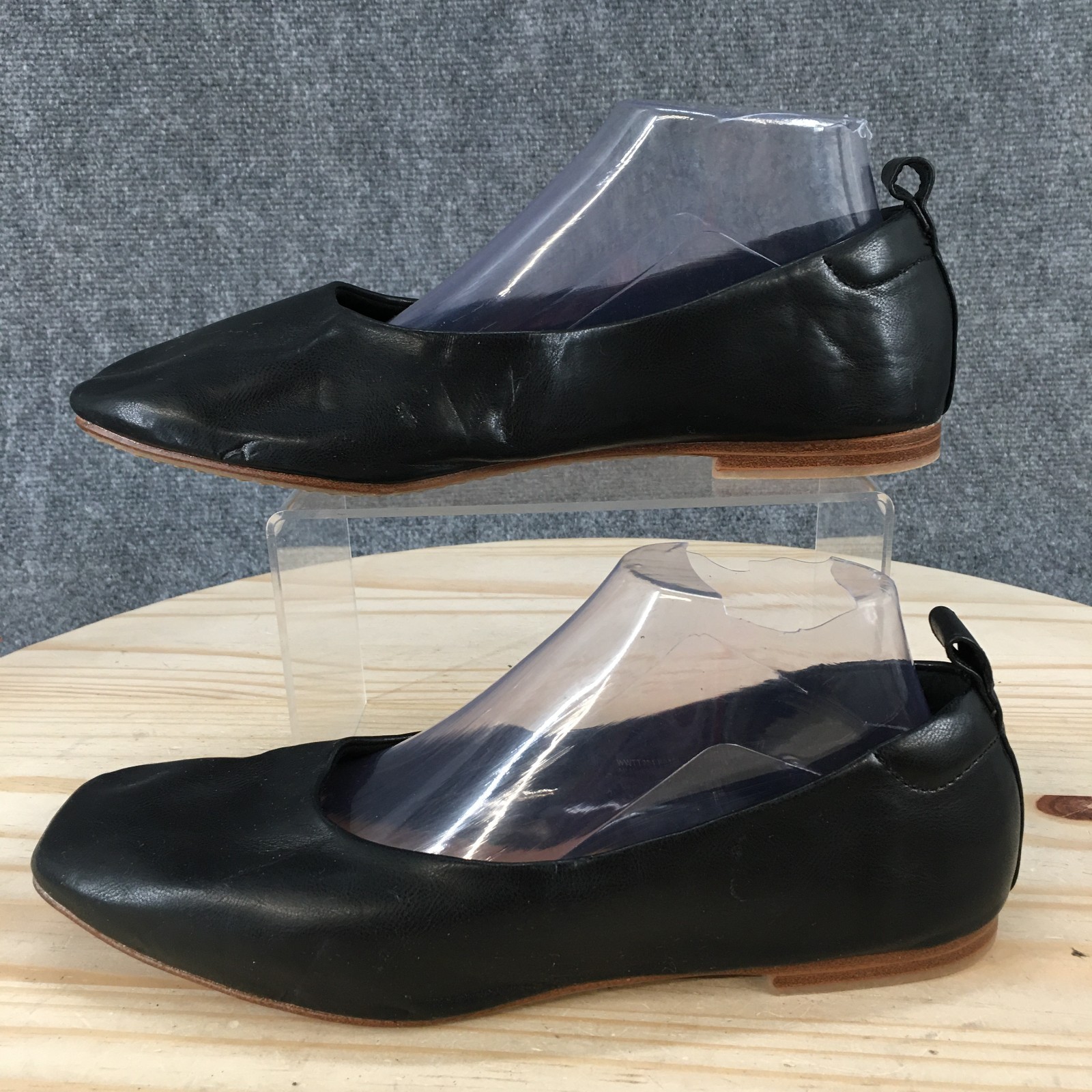 Time And Tru Shoes Womens 9 W Memory Foam Slip Ons Flats Black Faux Leather