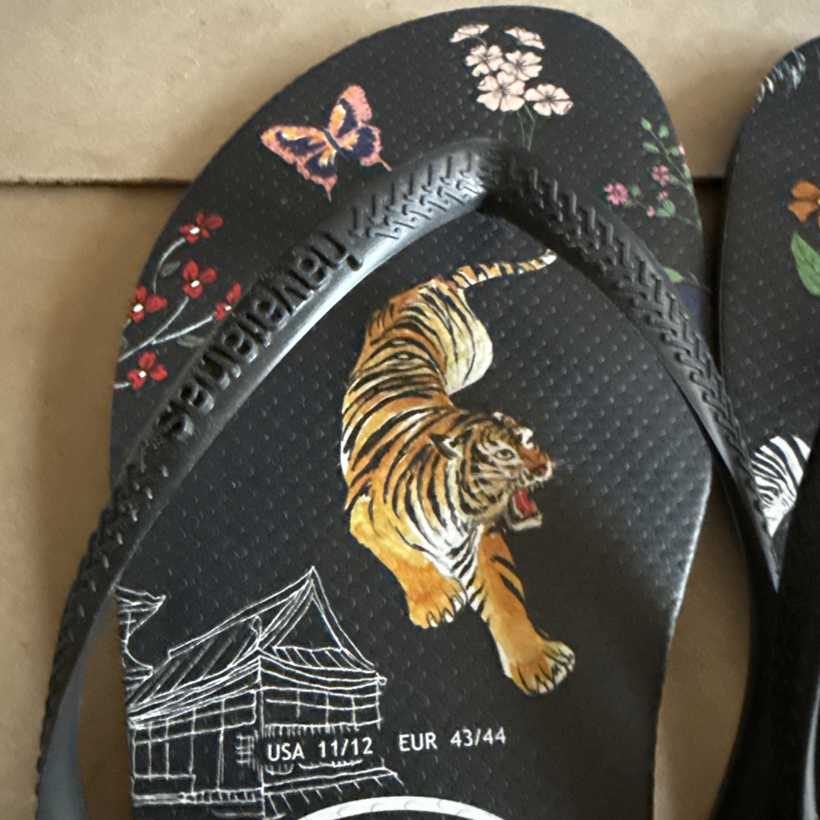 Havaianas Slim Black w/Animals/Flowers/Sailboats EU 41-42 New