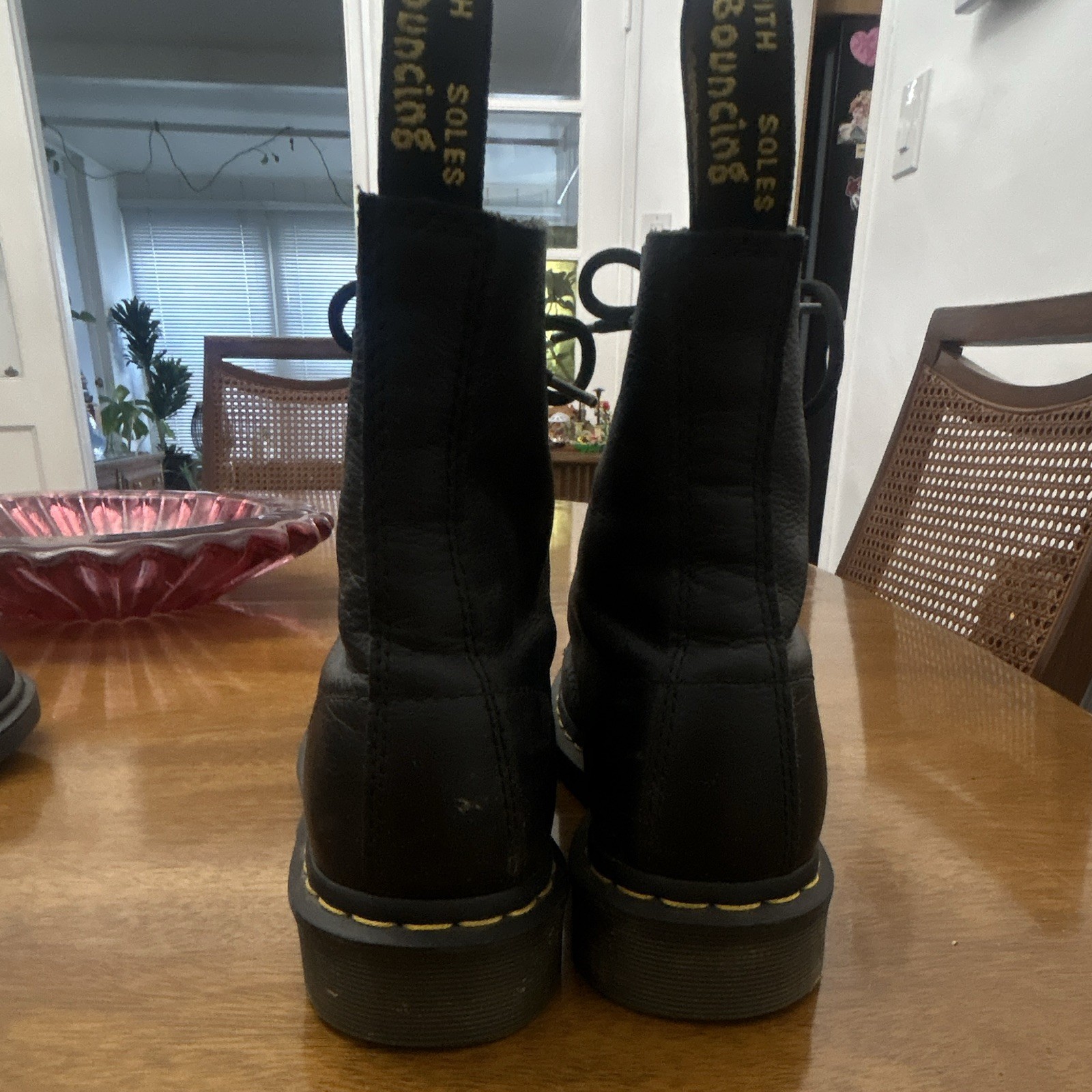 Dr. Martens 1460 Pascal Black Leather Combat Ankle Boots Lace Up Women US 7
