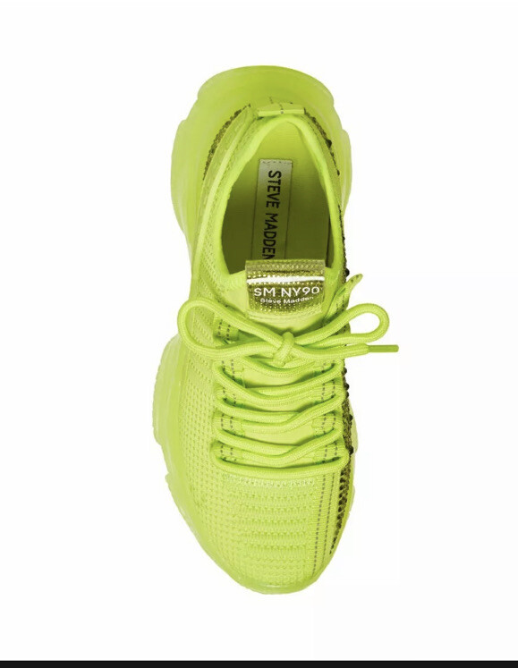 Steve Madden Sneakers Womens Maxima Lime SM NY90 Bejeweled Brand New