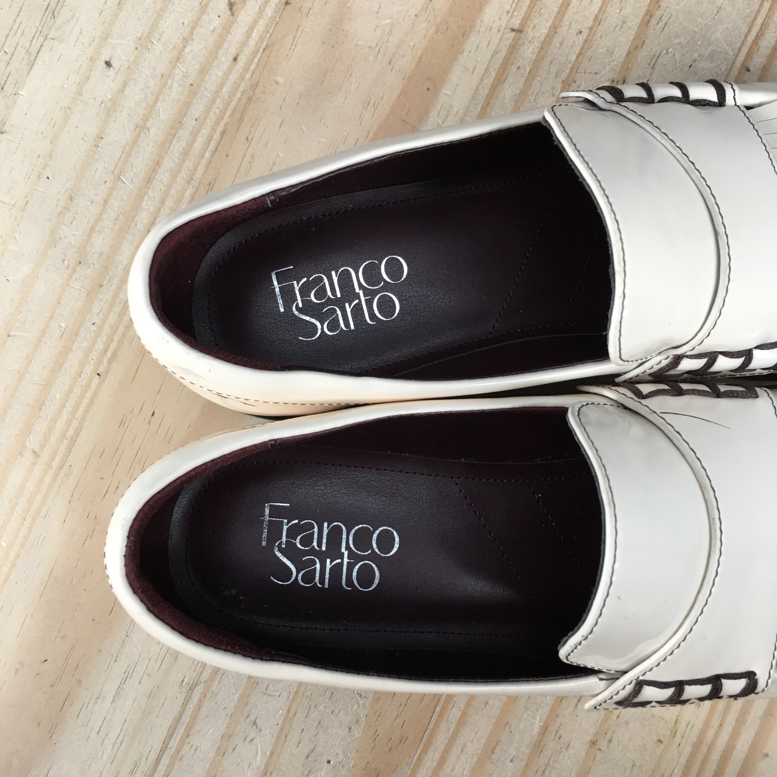 Franco Sarto Alonzo Kiltie Penny Loafer Shoes Womens 7.5 M Casual Leather Cream