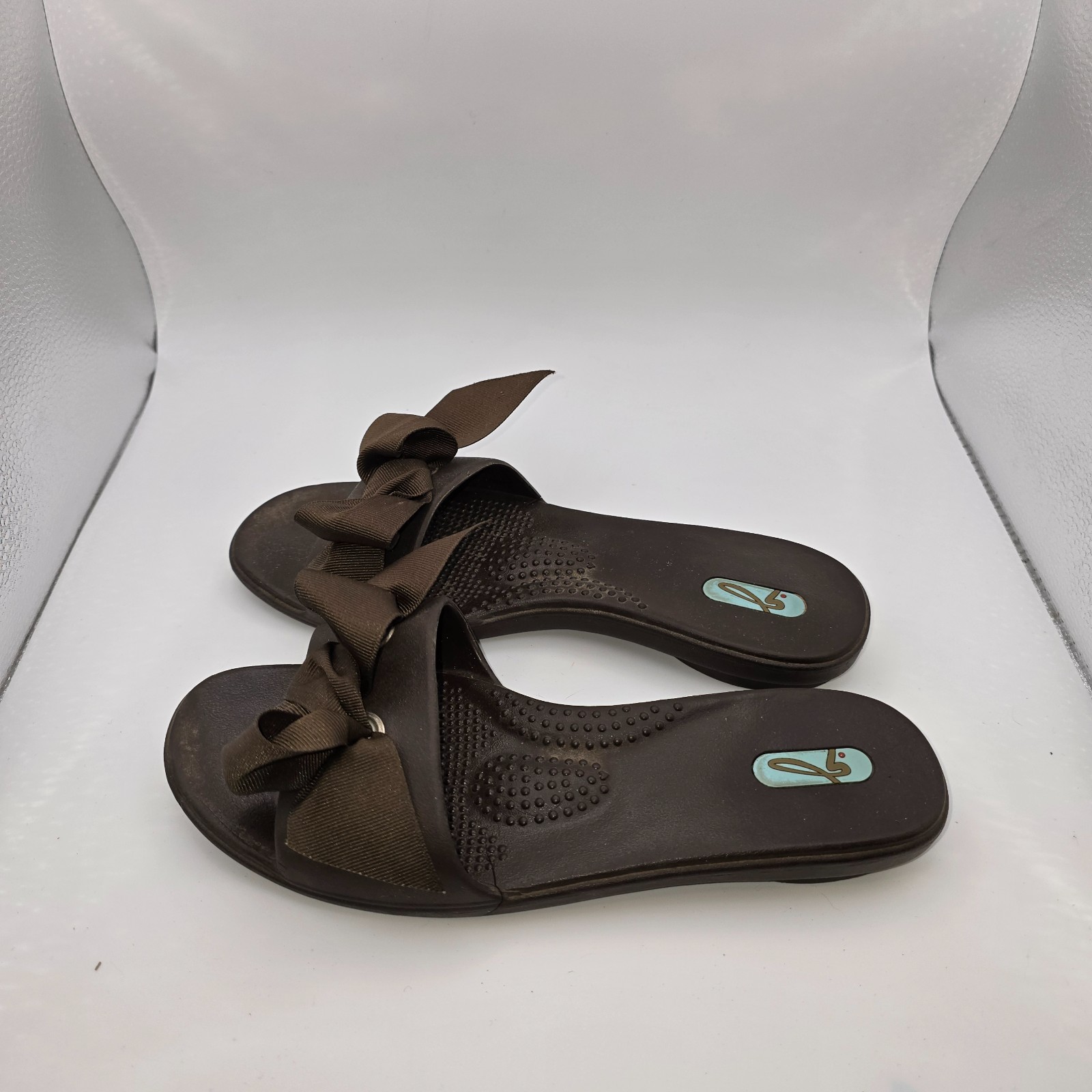 Oka-B Bow Detail Women’s L Slip On Sandals Brown Casual Comfort