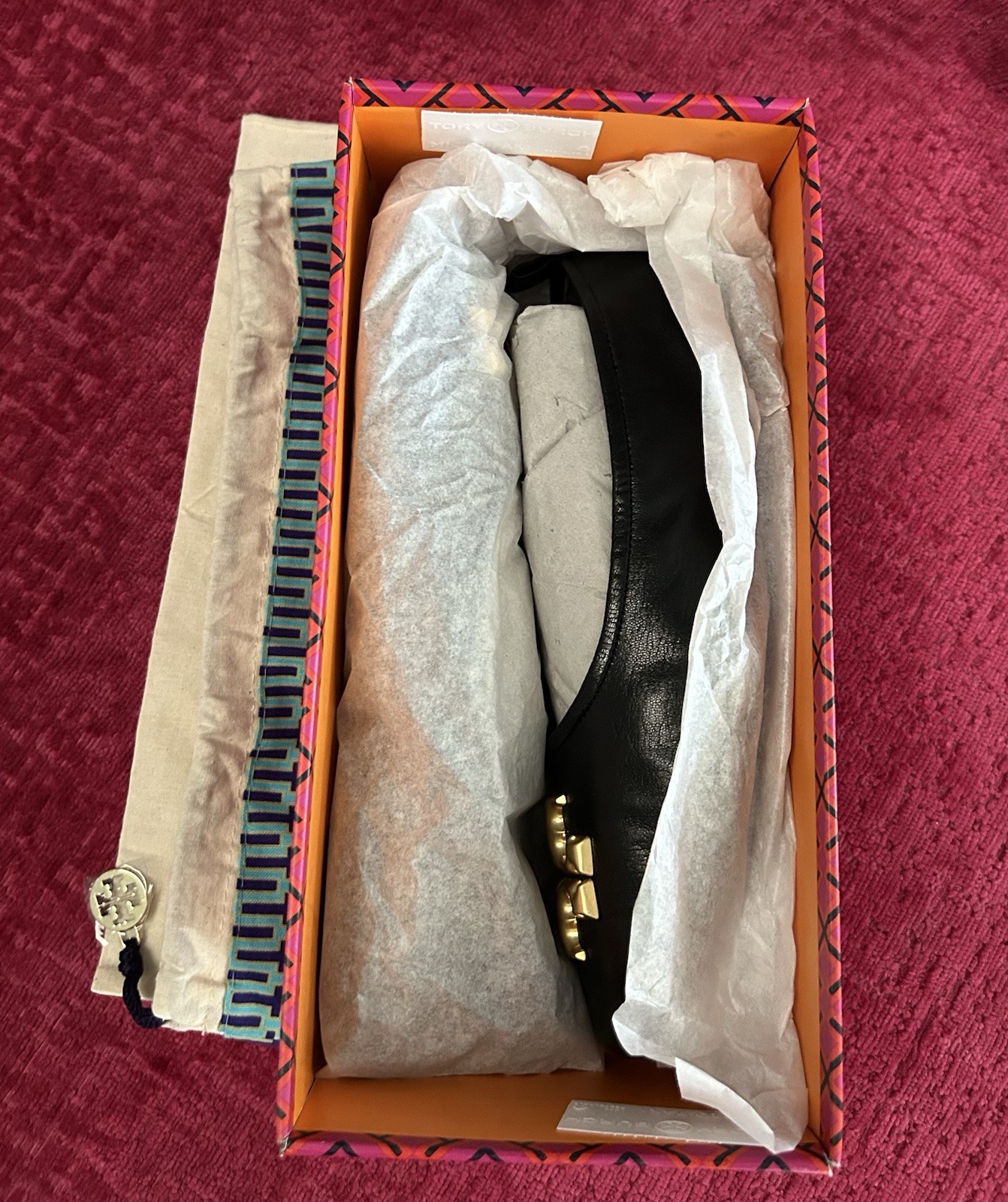 Tory Burch Eleanor Ballet Flat Perfect Black Style 141296 Size 6.5 M