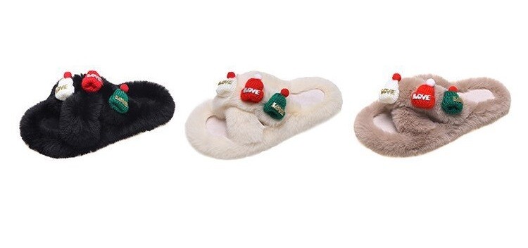 Faux Fur Slides Fuzzy Fluffy Slippers Flat Indoor Outddor Soft Sandals Open Toe