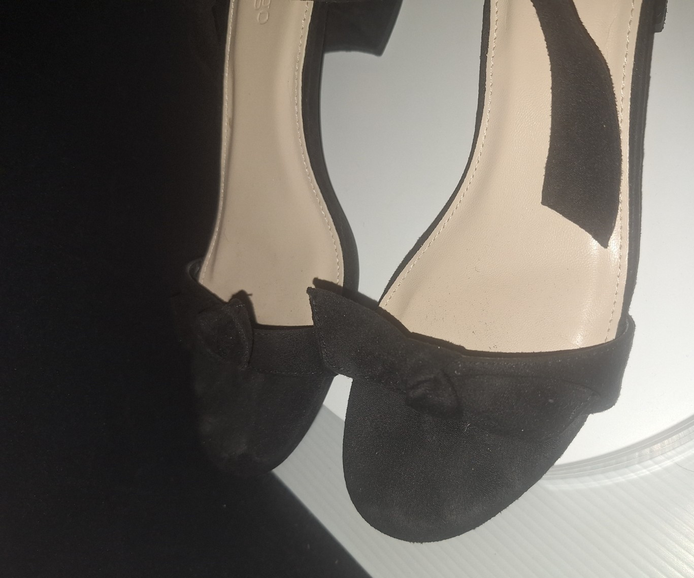 Coutgo Ankle Tie Heeled Sandals One Band Bowknot Chunky Block Heel Sandal Shoe