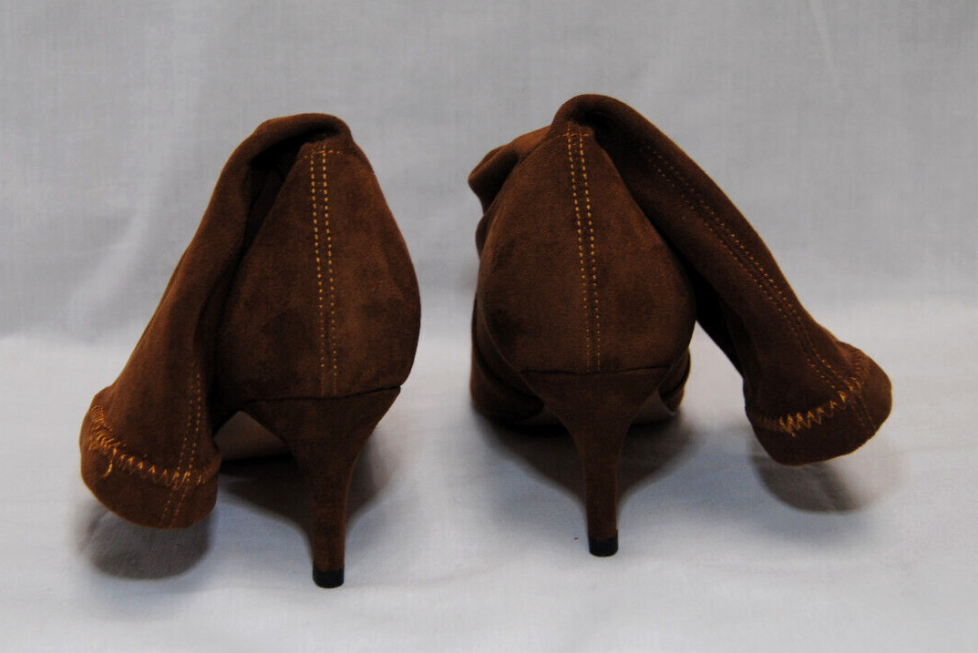 Divanne Womens Ankle Boots Pointed Toe Mid Calf Stretchy Suede Kitten Heel T2363