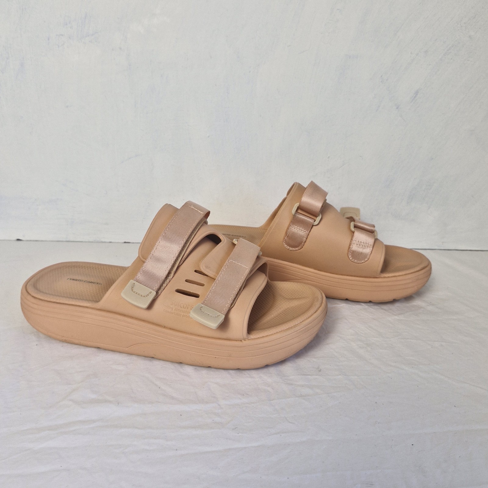 SUICOKE Unisex Platform Sandals Peach Comfort Slides Japan EU41 Super Cool