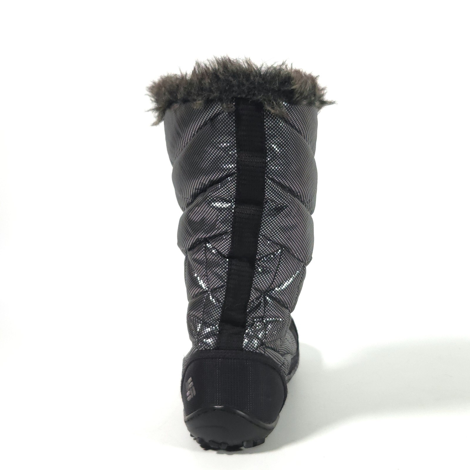 Columbia Boots Women Size 8.5 Silver Waterproof Faux Fur Quilted Snow BL3826-010