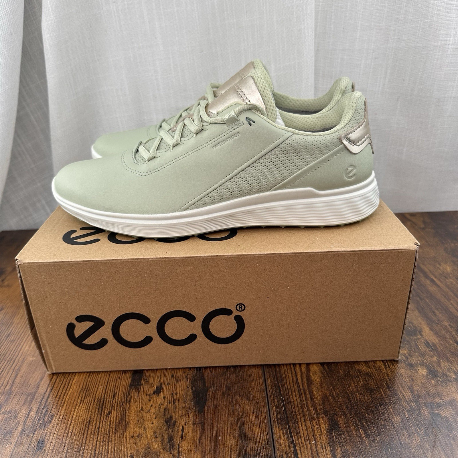 ECCO Golf S-Casual Waterproof Leather Shoes White 102813 01007 Womens Sz 10-10.5