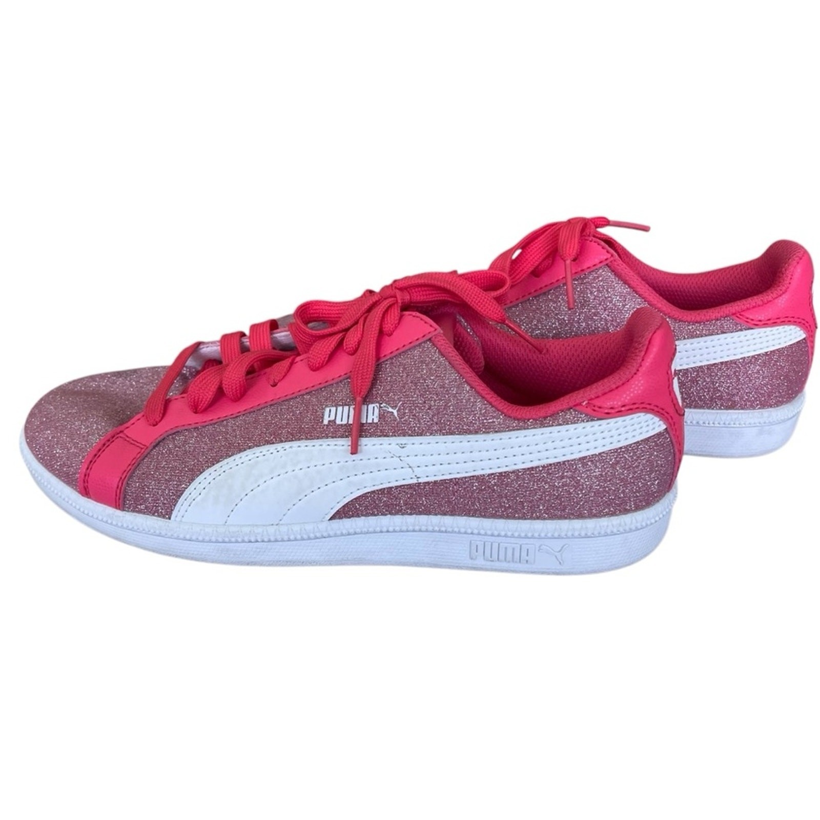Puma Women’s Glitter Lace-up Sneakers Pink and White Size 6.5 Medium