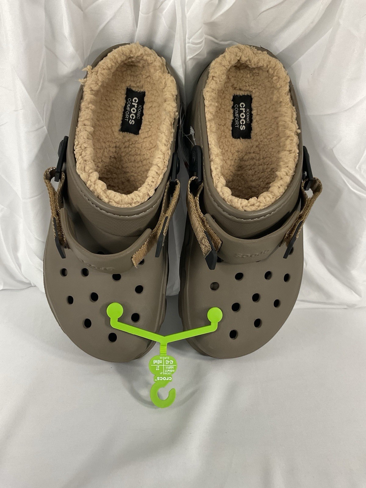 Crocs All Terarain Clogs Unisex with lining Slip On Shoes M9/W11 NWT Taupe