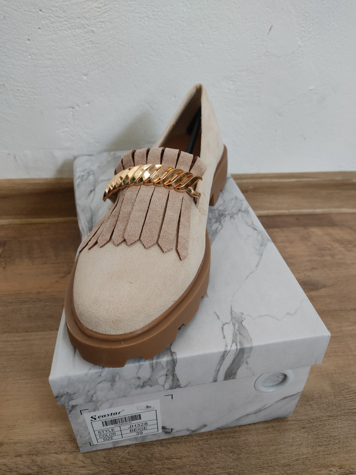 SEASTAR ITALY STYLE chice Loafer Mokassins Fransen beige 36 37 38 39 40 41 NEU