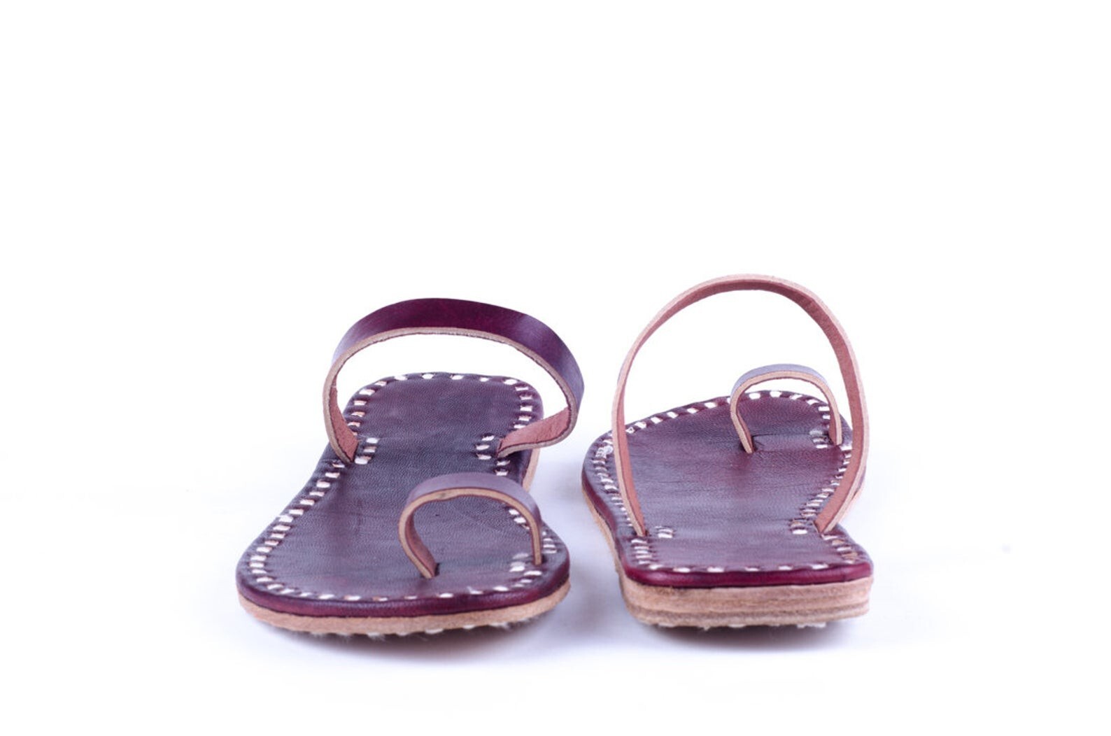 Womens Genuine Brown Leather Daily Wear Casual Dress Sandals Ladies Slippers