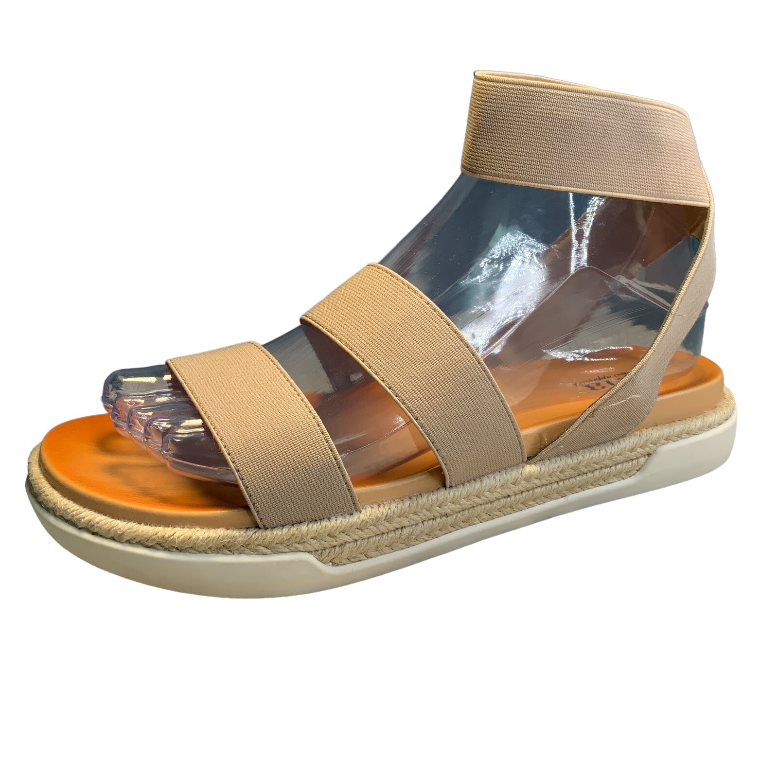 ANA Size 7.5 Women’s Sandal Nude Ankle Strap Espadrille Flat Shoe Comfort