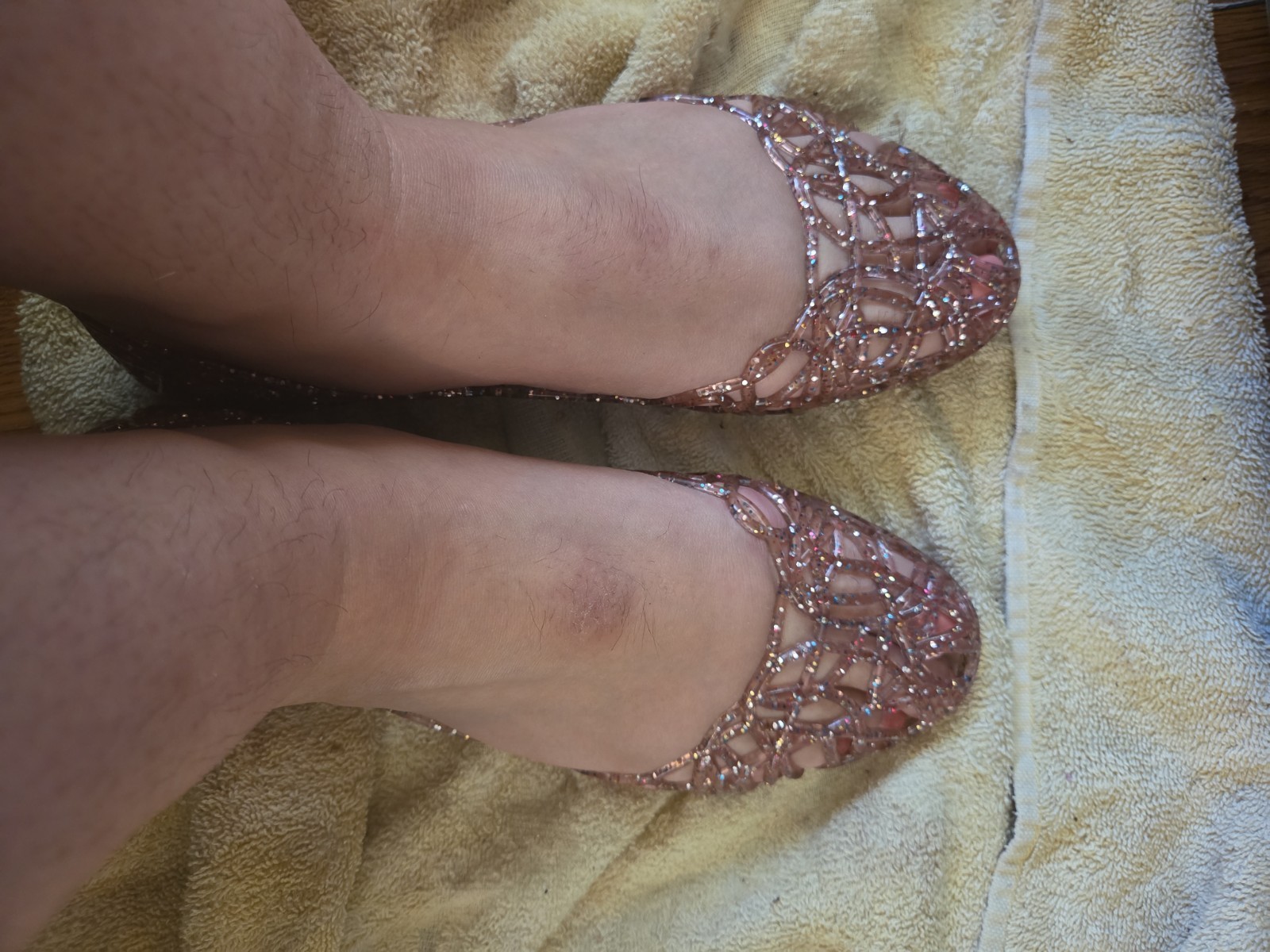 Fair Conditon Pink Jelly Shoes With Sparkles Size 9