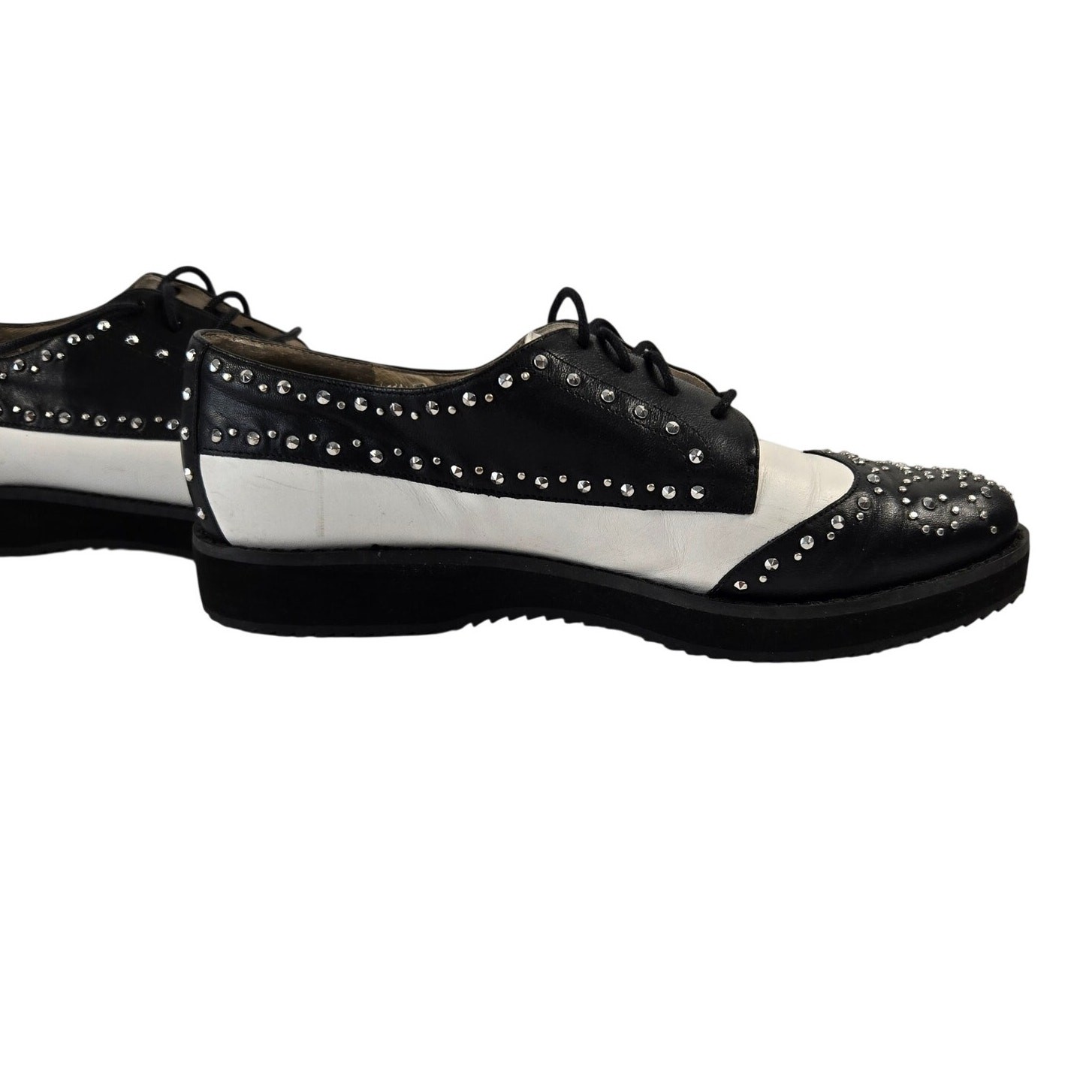 Michael Kors Sofie Studded Leather Oxford Calfskin Lace Up Platform Size 8.5