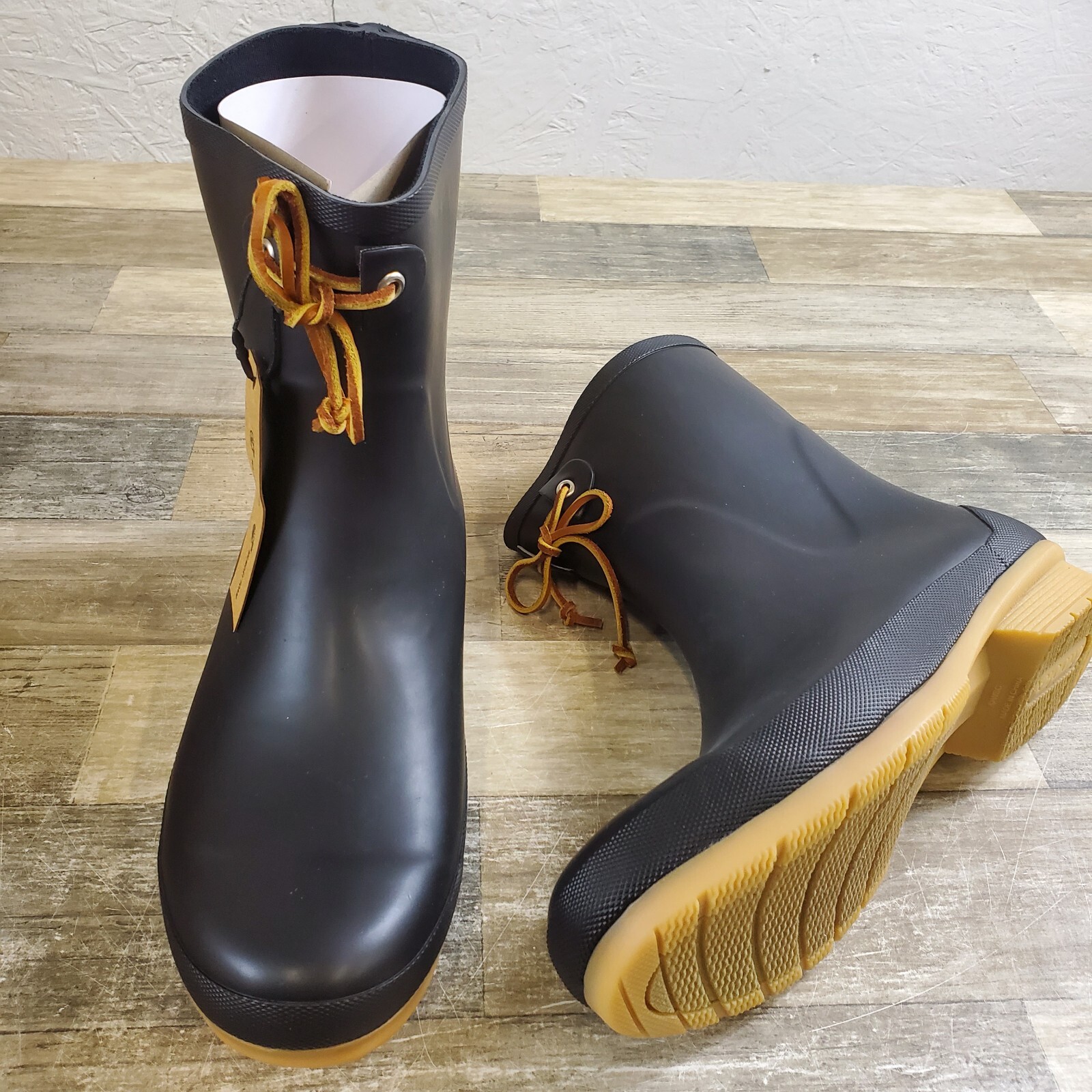 Chooka Womens Classic Boots Sz 11 Black Slip On Rainboots Mid Tie