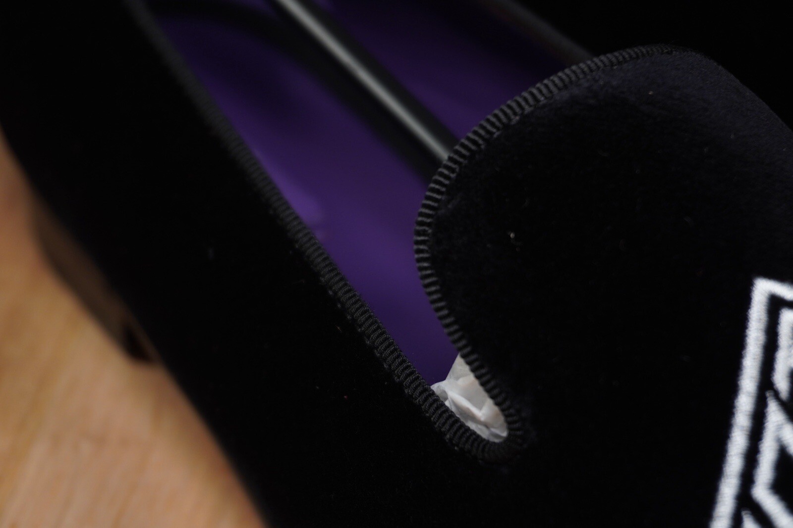 Ralph Lauren Purple Label Alonzo Deco Slipper Black Size 8B Velvet Brand New