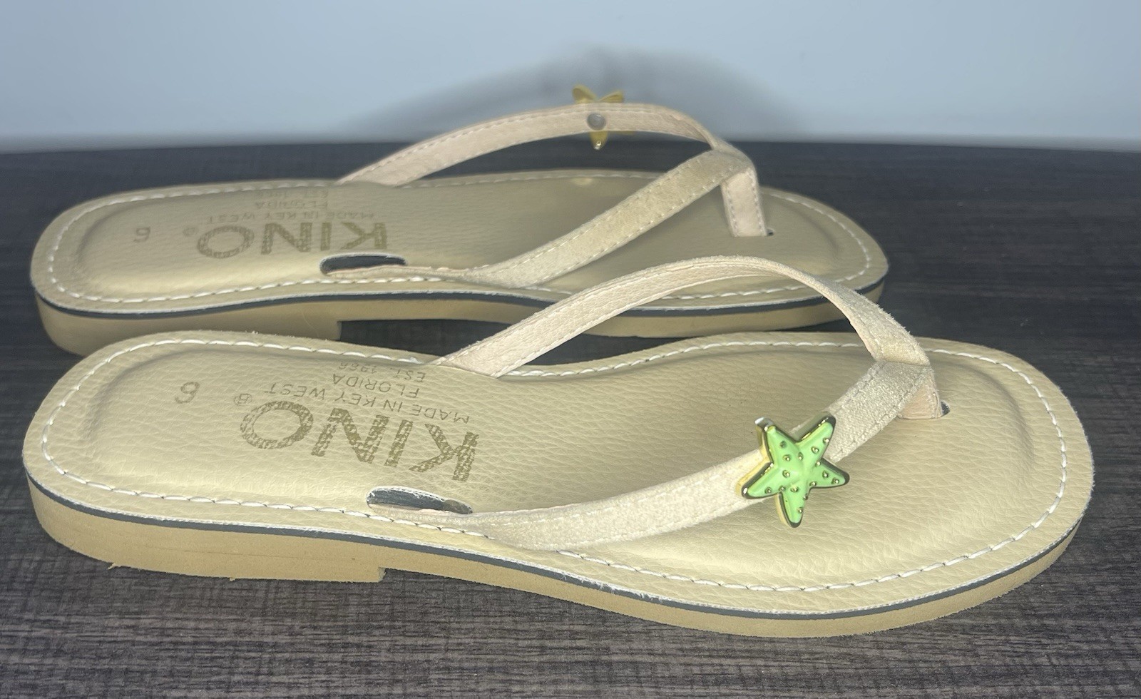 Kino Women’s Leather Sandals Key West Size 6 Beige Color