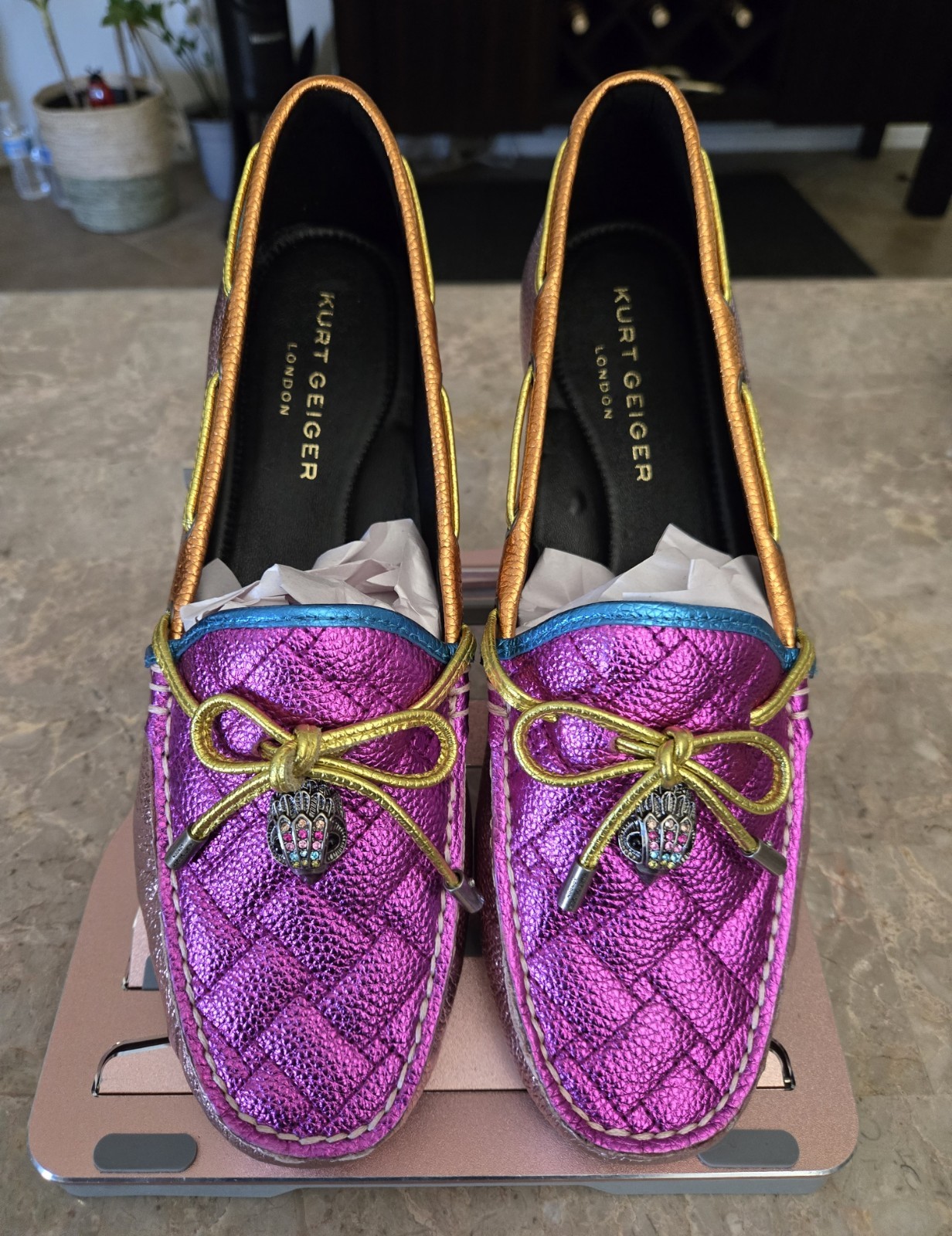 Kurt Geiger London Eagle Moccasin Loafers multi-color metallic pink. 42 – US 11