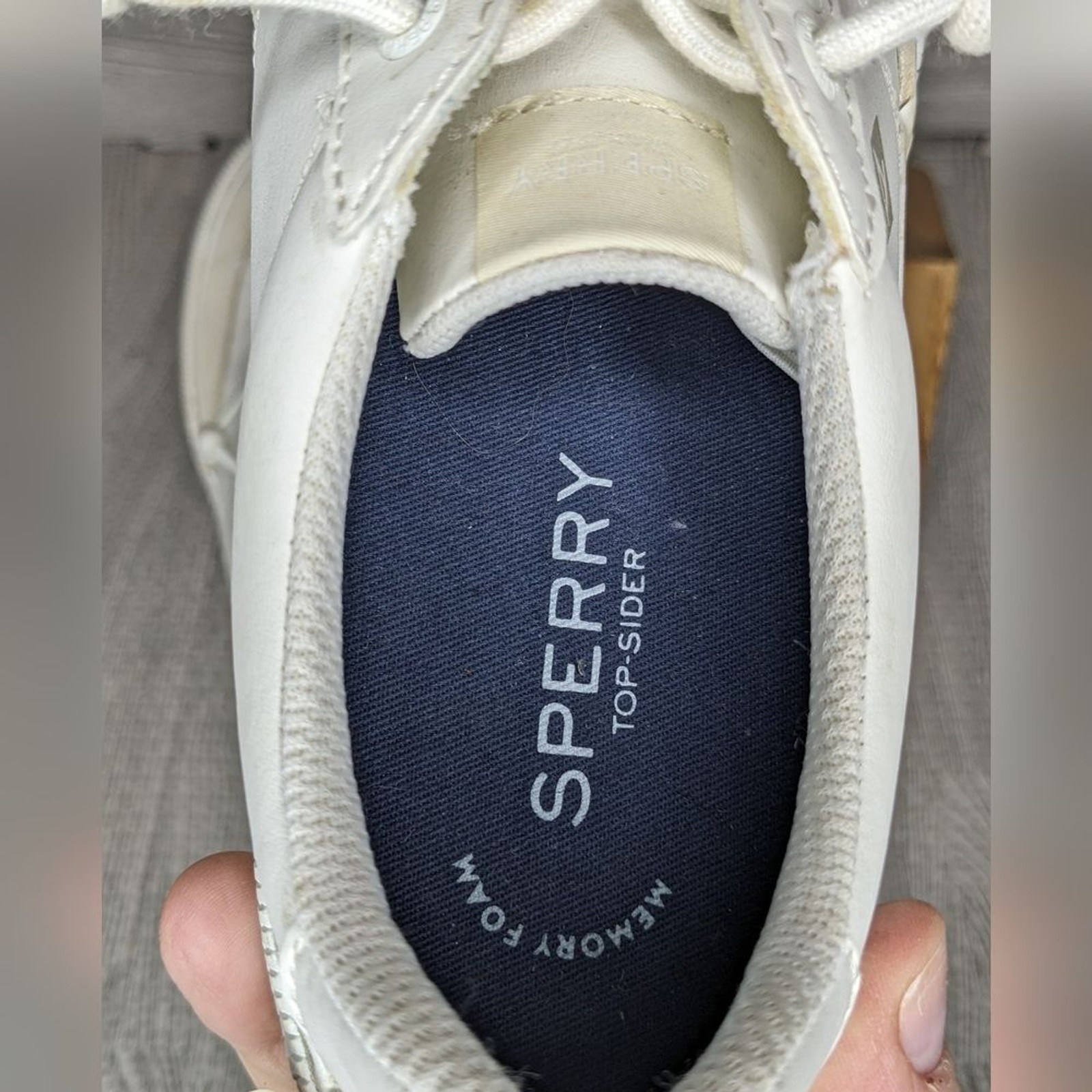 Sperry Pier Wave Top Slider White and Cream Sneakers, 6