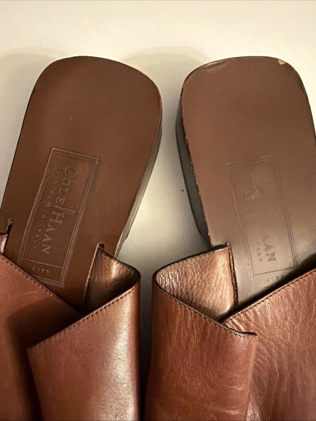 Cole Haan City Sandals Leather Slip On 9.5B Southwestern Beach Wood Q80