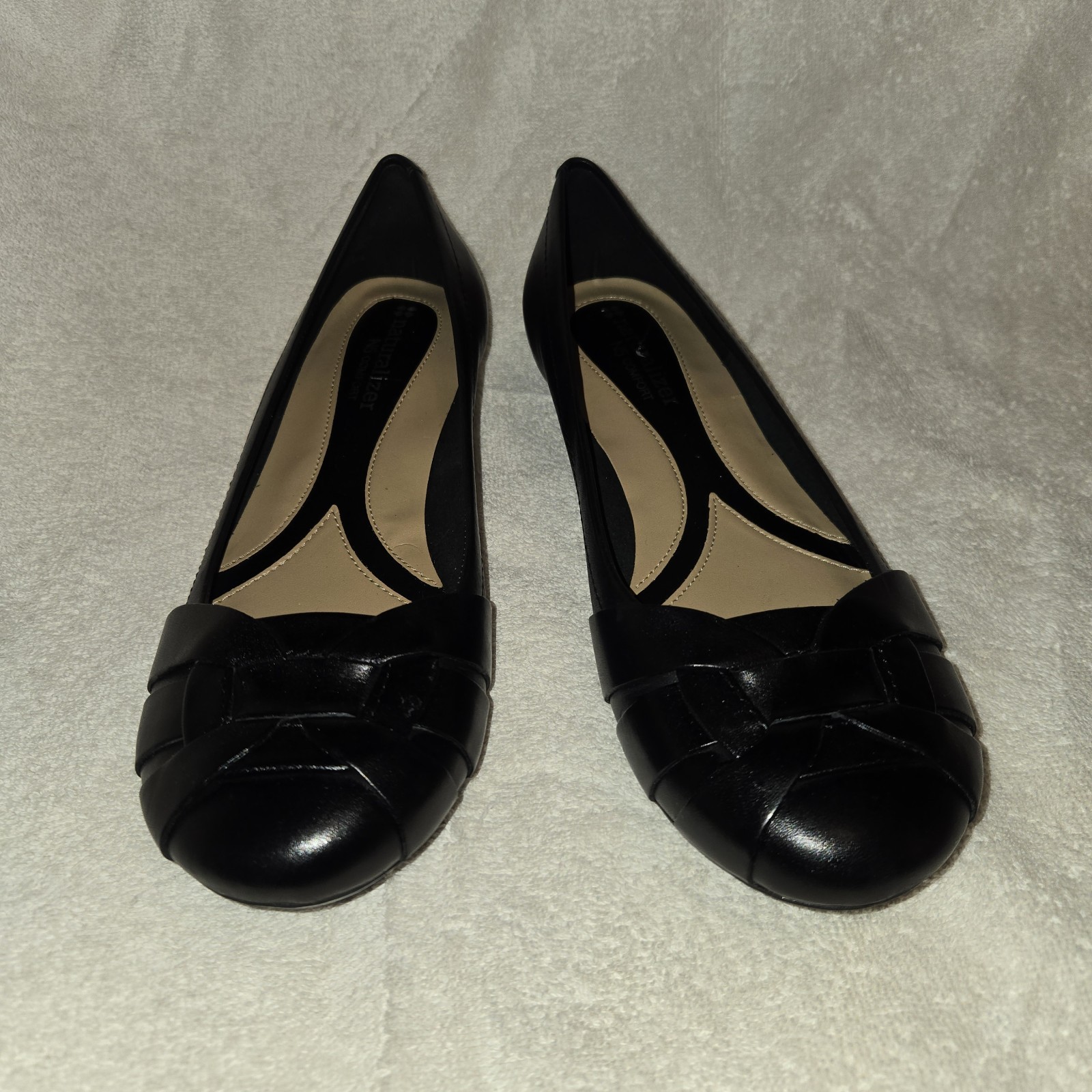 Naturalizer Women’s 7W Maude Black Leather Ballet Flats Comfort Twee Girlycore