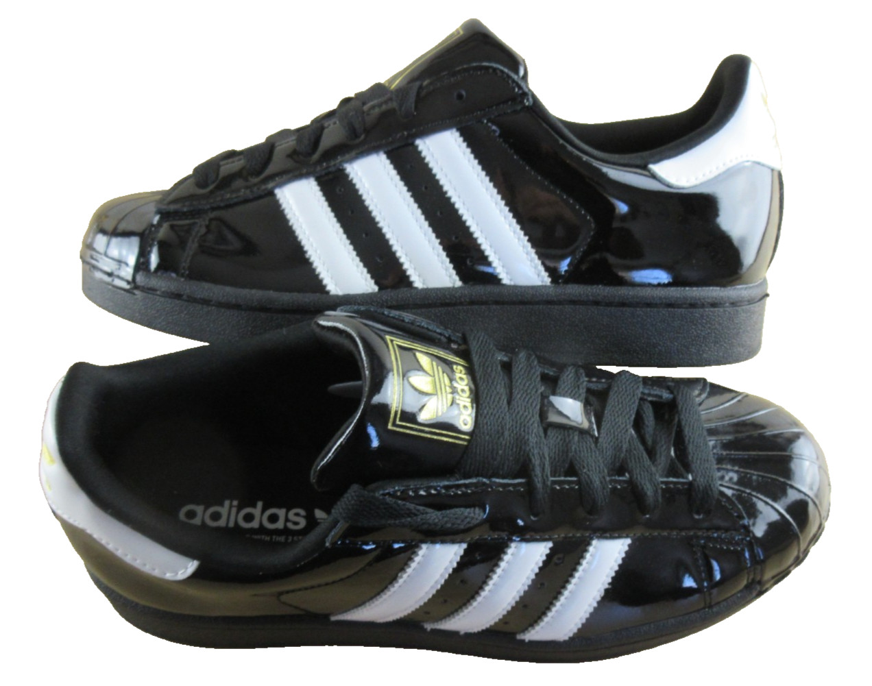 Adidas Women’s Superstar II Sneakers Core Black White Gold Size 7.5 NIB JS4009
