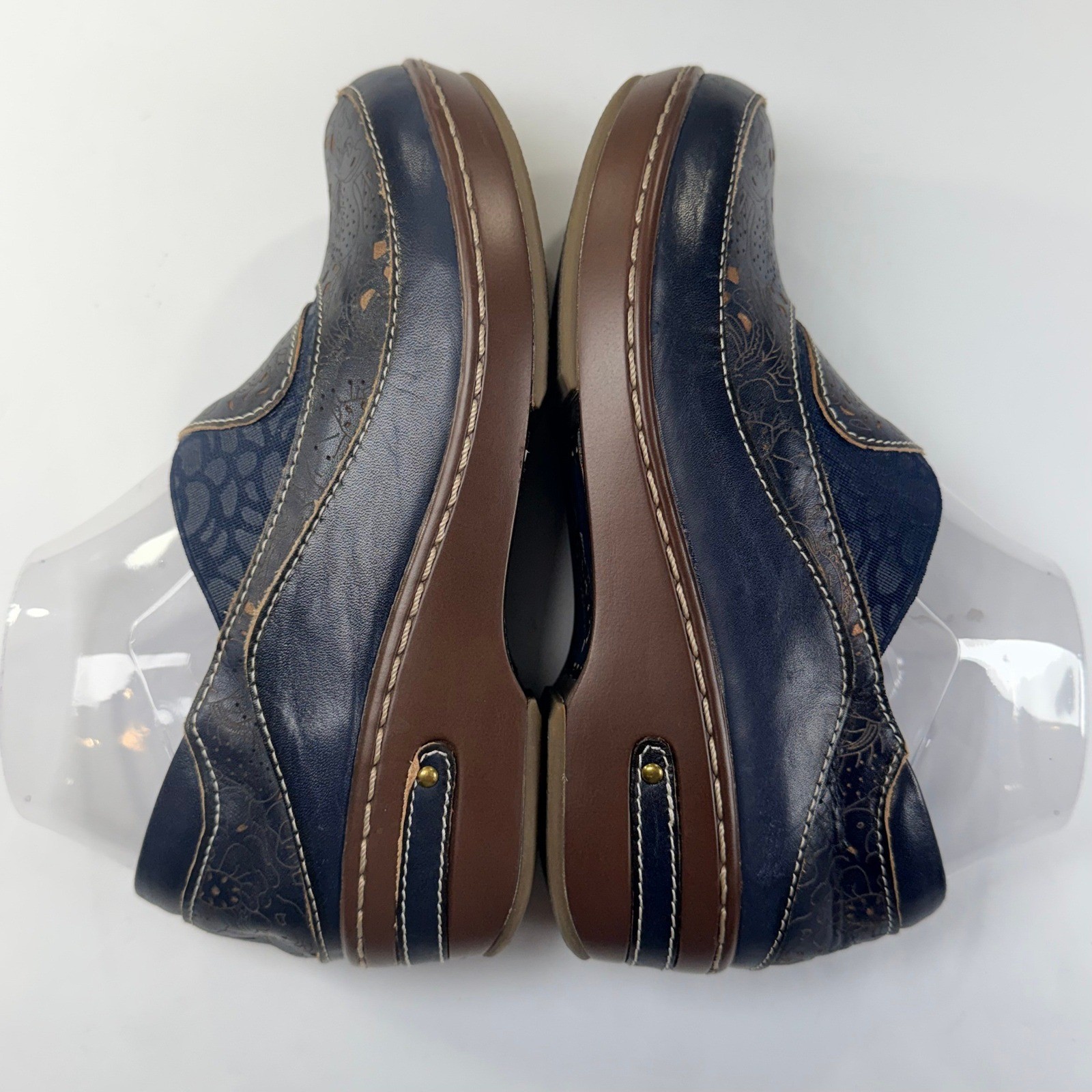 Spring Step L’Artiste Burbank Clogs Womens 37/6.5-7 Blue Floral Leather Slip On