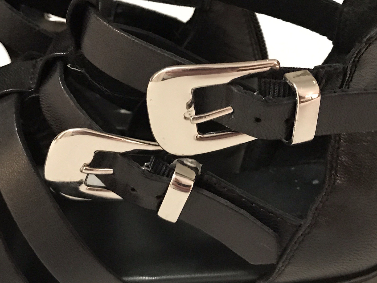Vagabond Strappy Gladiator Sandals Women 8.5 Black Silver Buckles Heel Zip Boho