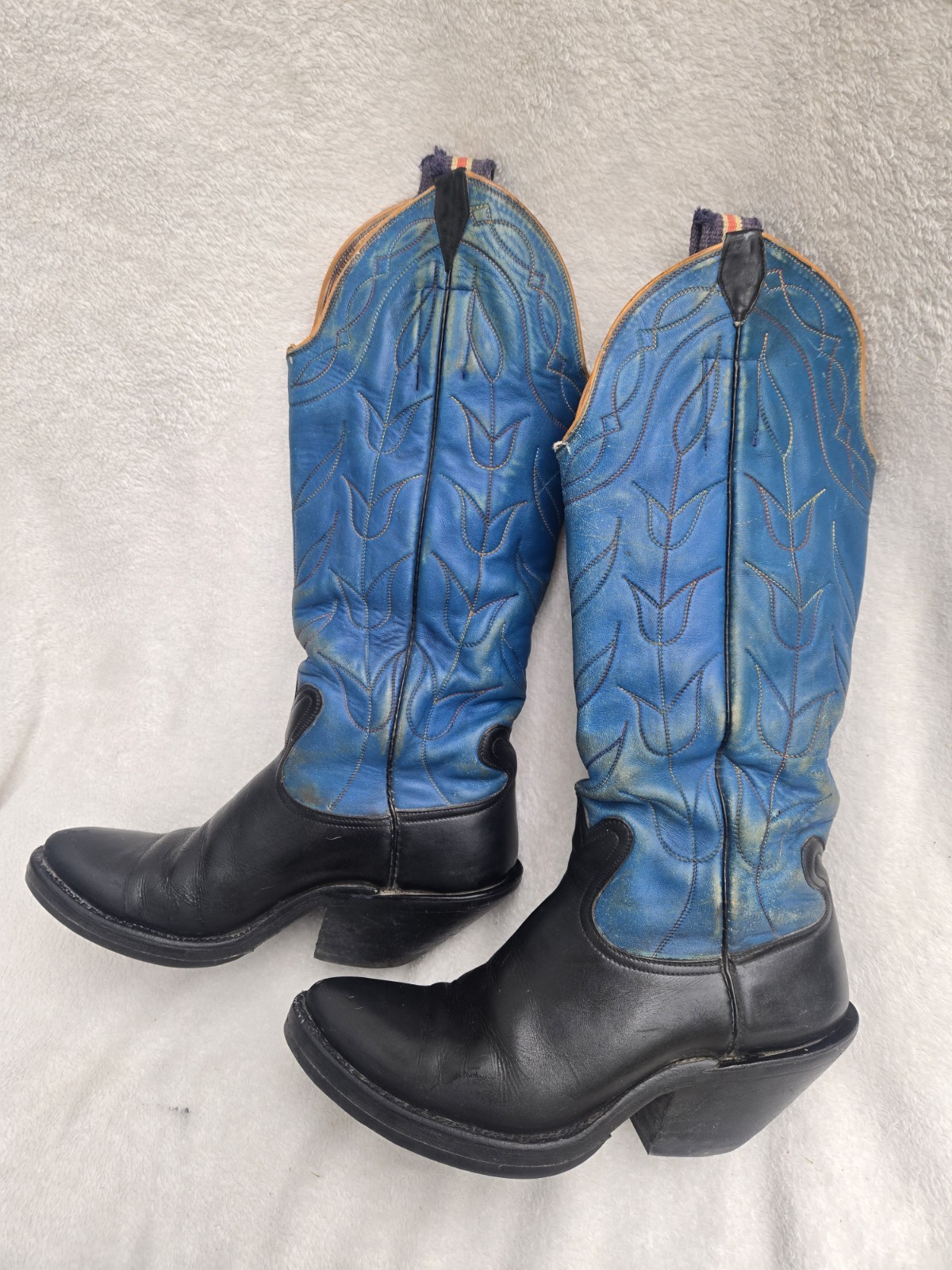 Rare Vintage Bowman’s Wilson Cowboy Boots Yellowstone Blue Black Men 8 N / W 9.5