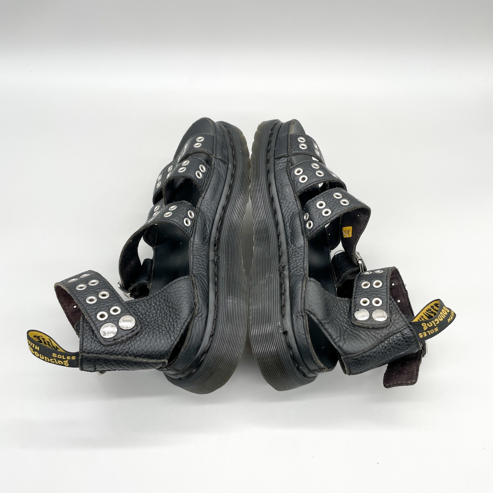 Dr Martens Womens 9 Clarissa Black Leather Platform Sandal Goth Punk Rock Chunky