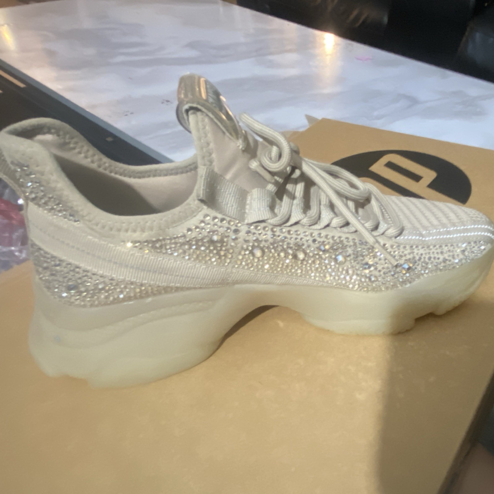 Steve Madden SM.NY90 Rhinestone Beige Women’s Sneakers