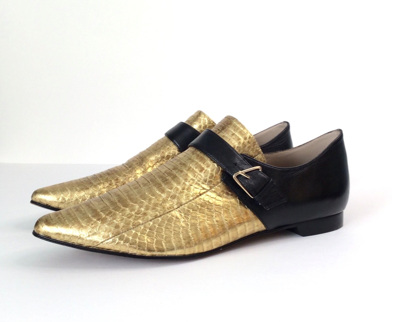 Derek Lam 10 Crosby Roland Snakeskin Monk Shoe Gold/Black Sold Out