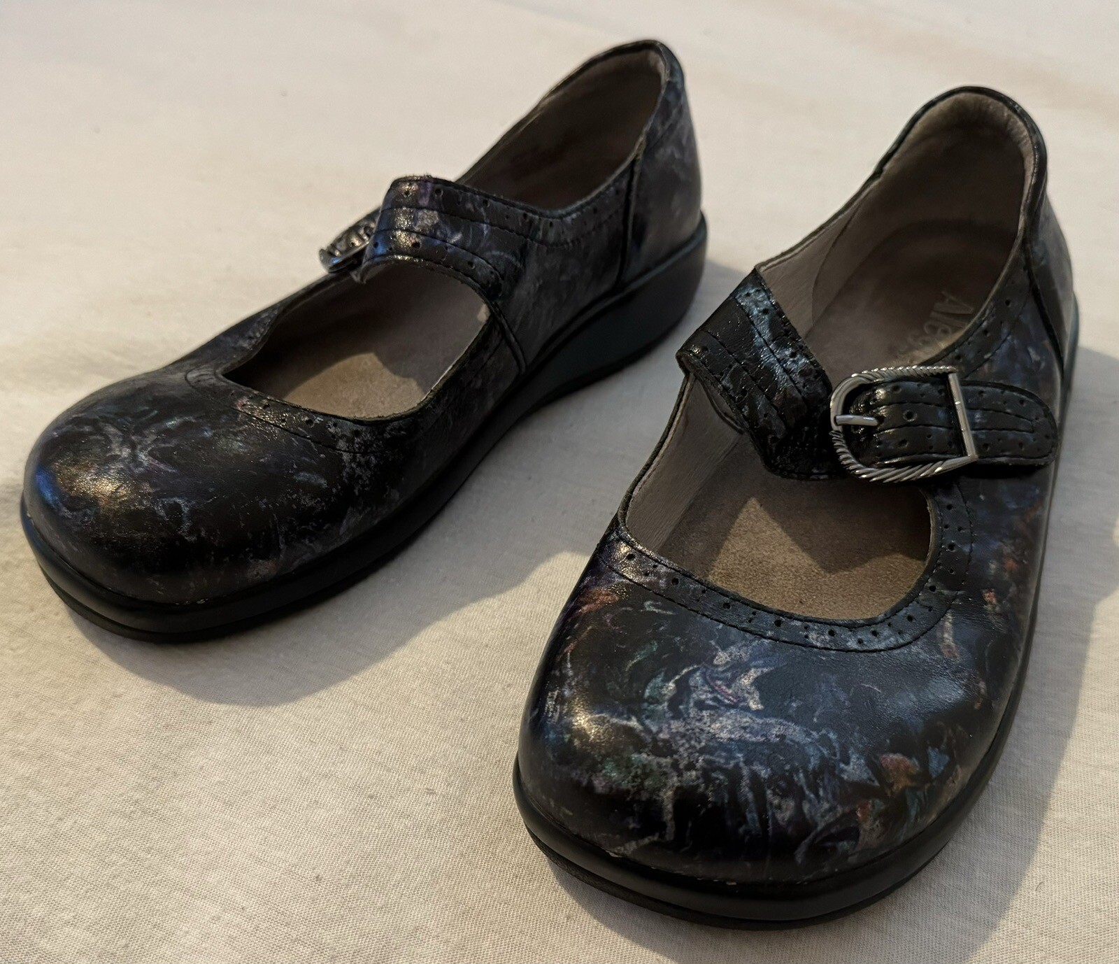 Alegria Black Space Galaxy Mary Janes Sz. 39 Buckle Butterfly Shoes