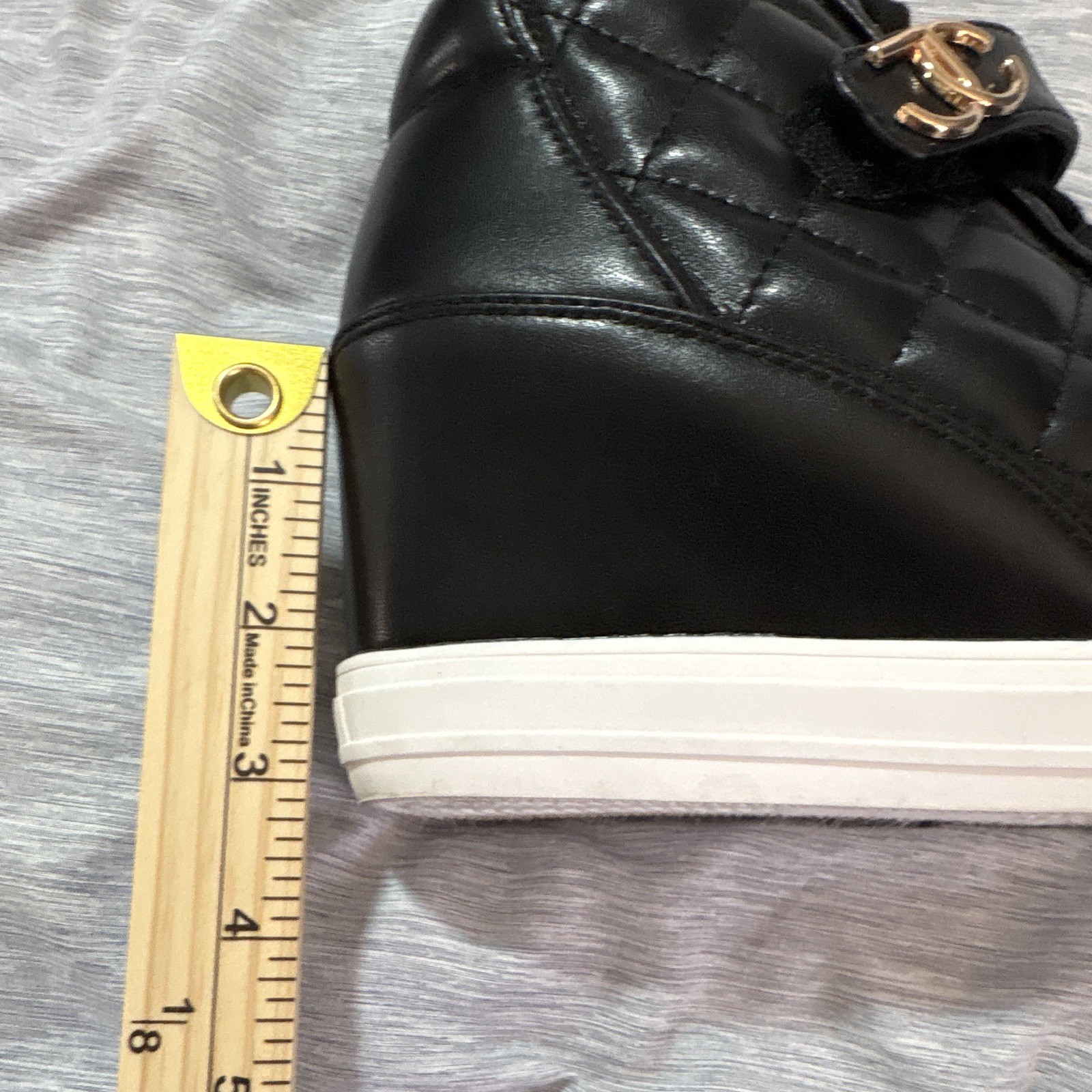 Juicy Couture JC-Journey Black High Top Wedge Lace Up Sneakers Quilted Logo