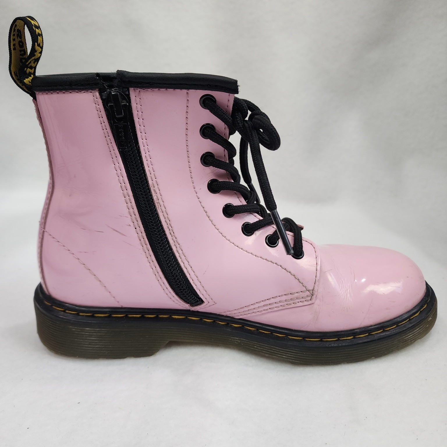 Dr. Martens 1460 Unisex M4/W5 Boots Pink Patent Leather Side Zip Combat Boots