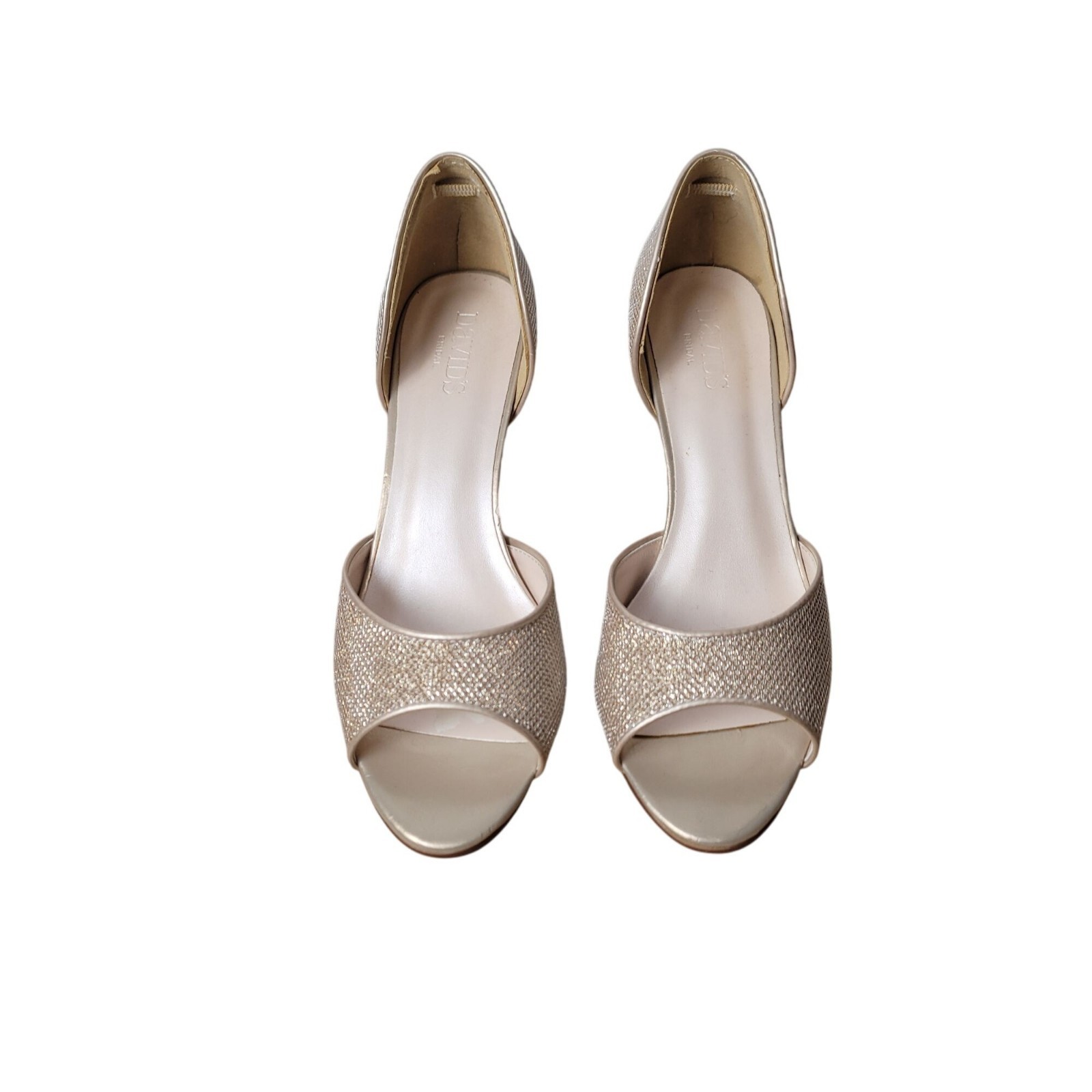 Davids Bridal Champagne Glitter Peep Toe Heels Womens Size 8
